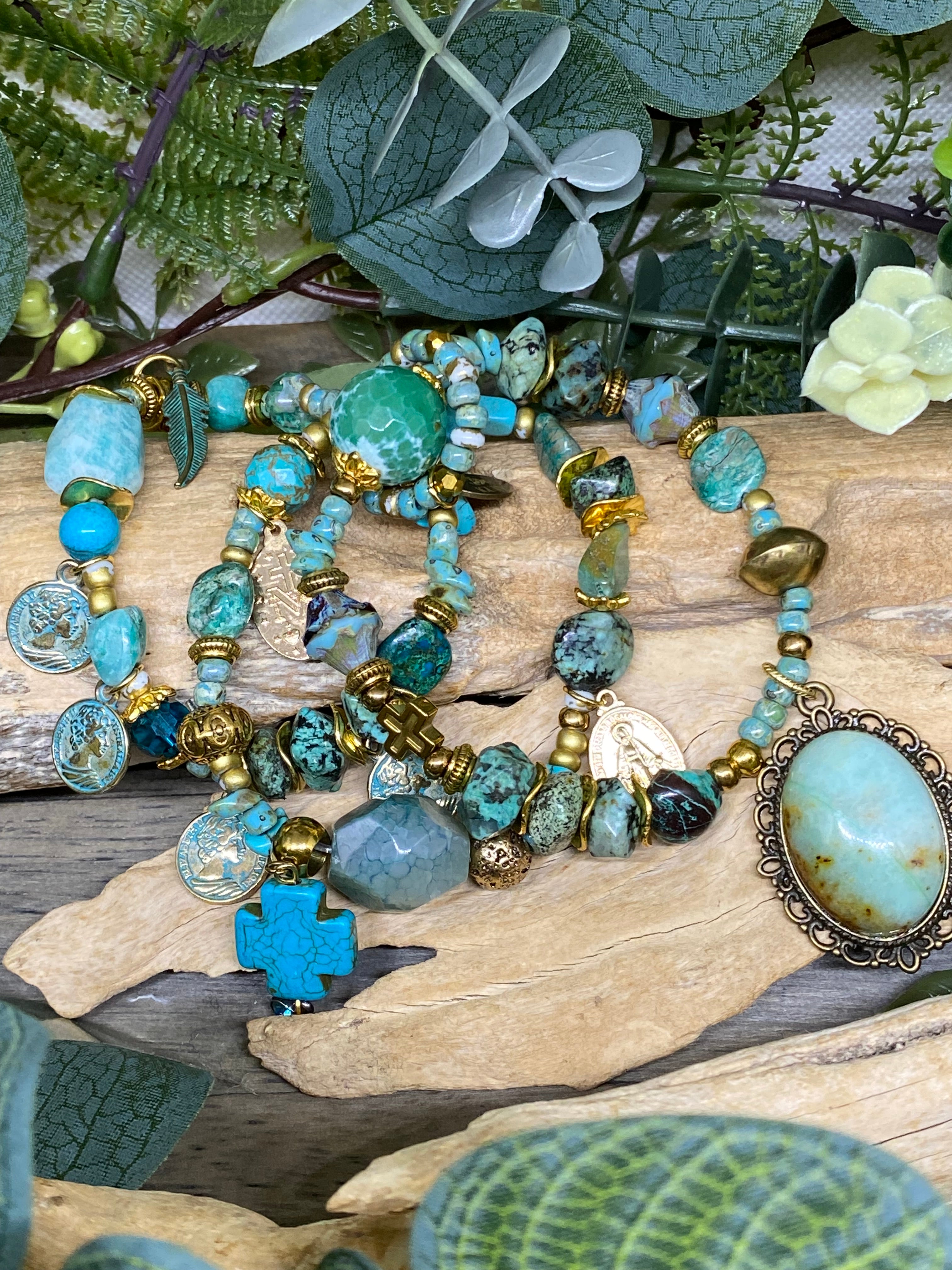 Bracelet Amazone Bleu Iguan