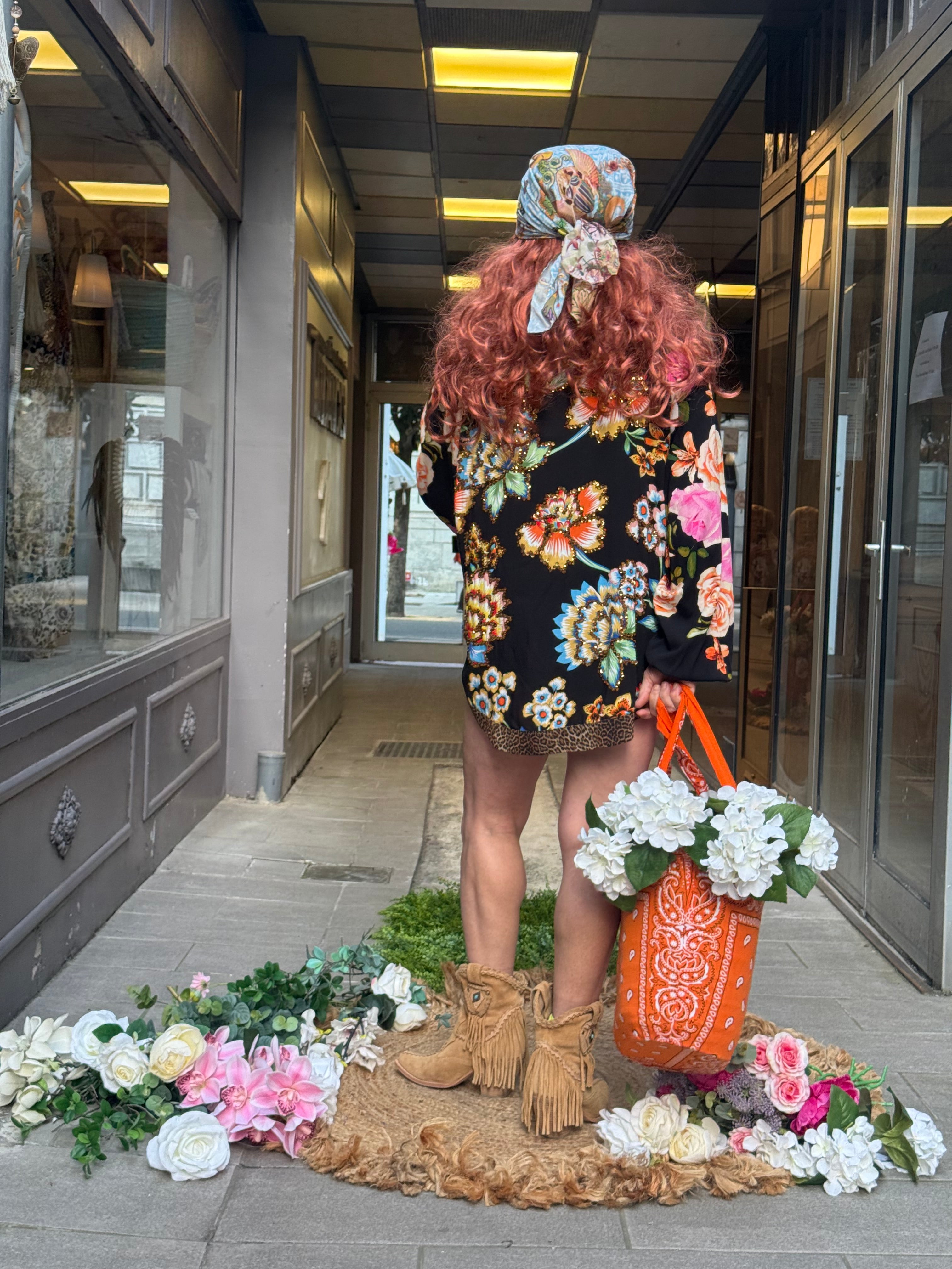 Kimono Court Paillettes Fleur de Pirate