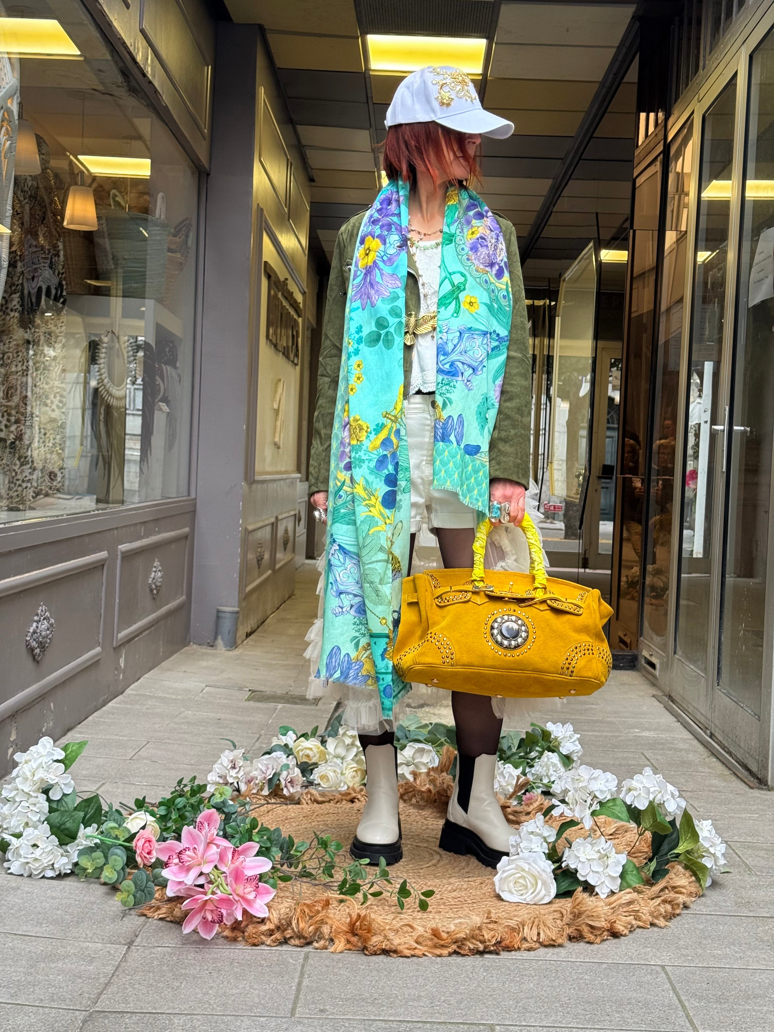 Grand Carré Modal Guillard Turquoise Brokante