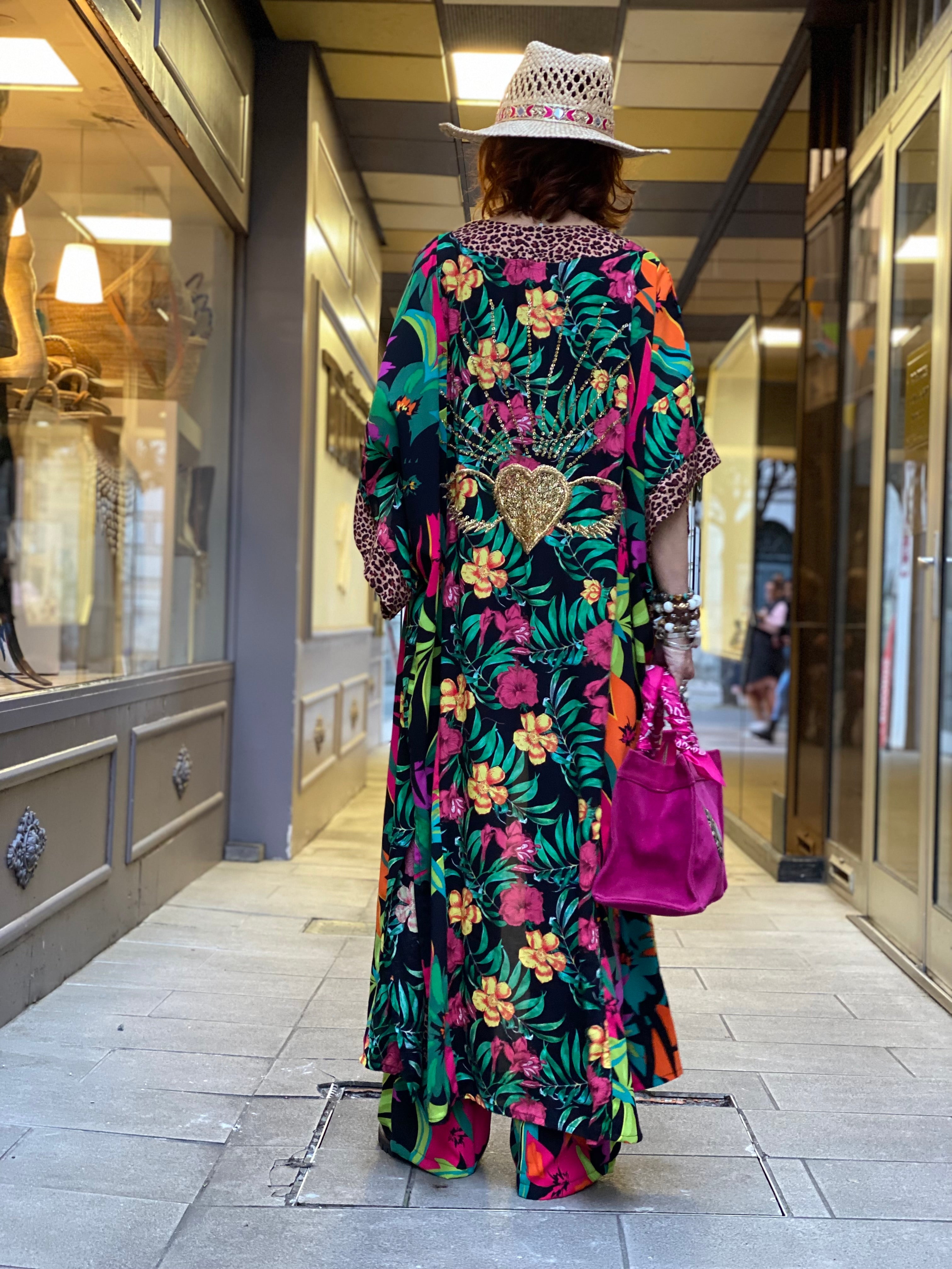 Pirate Flower Sequins Long Kimono