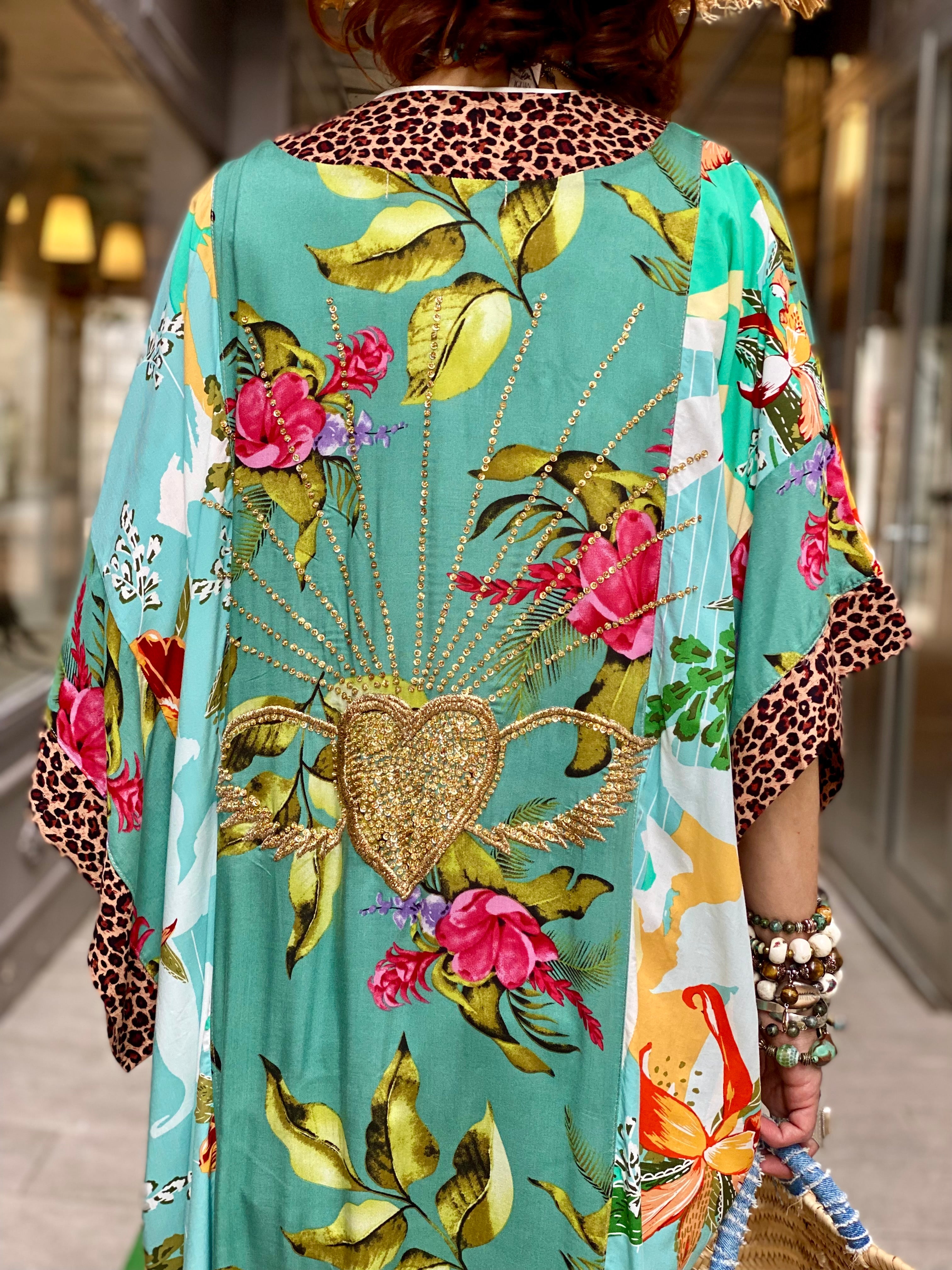 Kimono Long Paillettes Fleur de Pirate