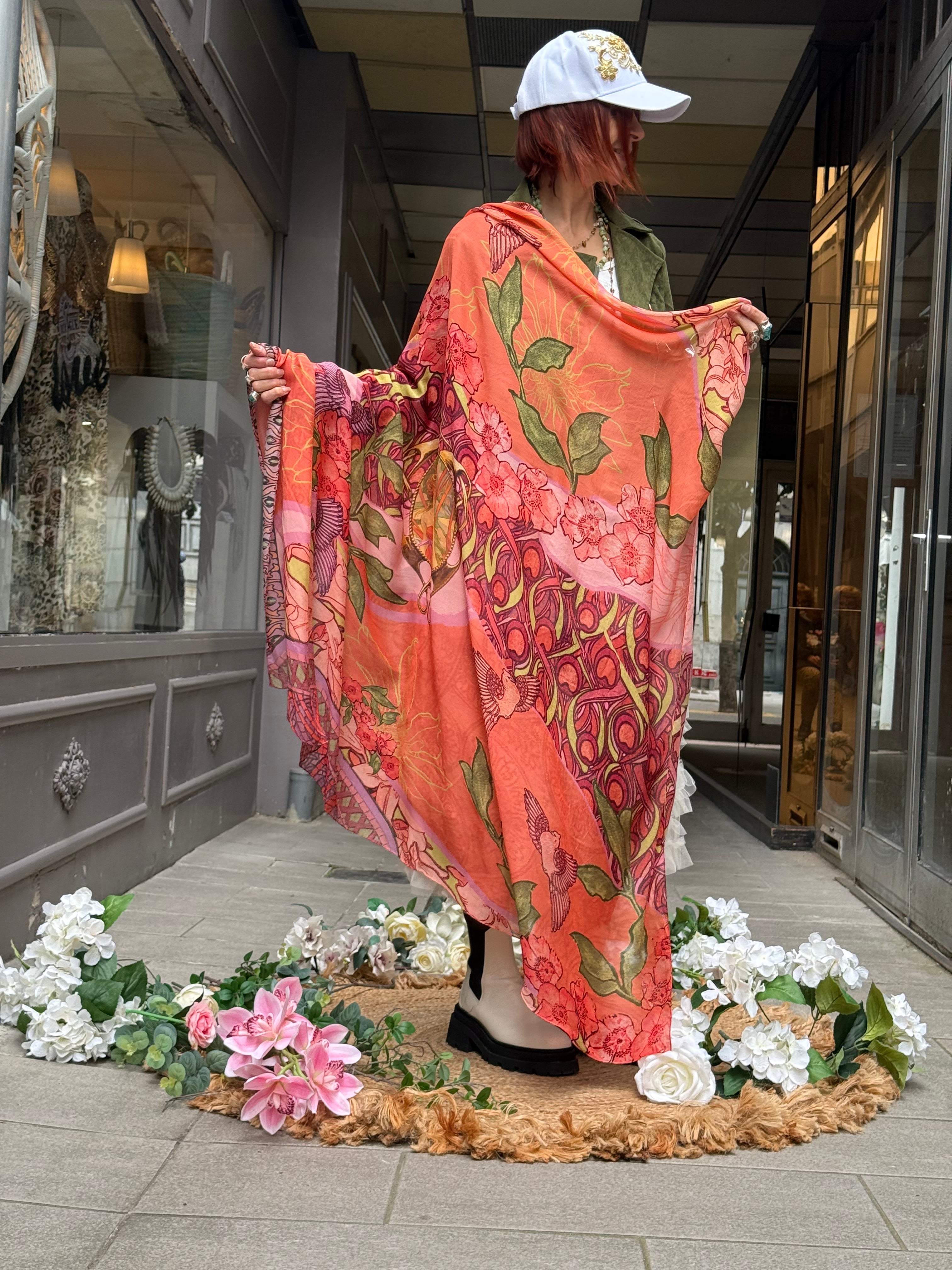 Grand Carré Modal Éveil Corail Brokante