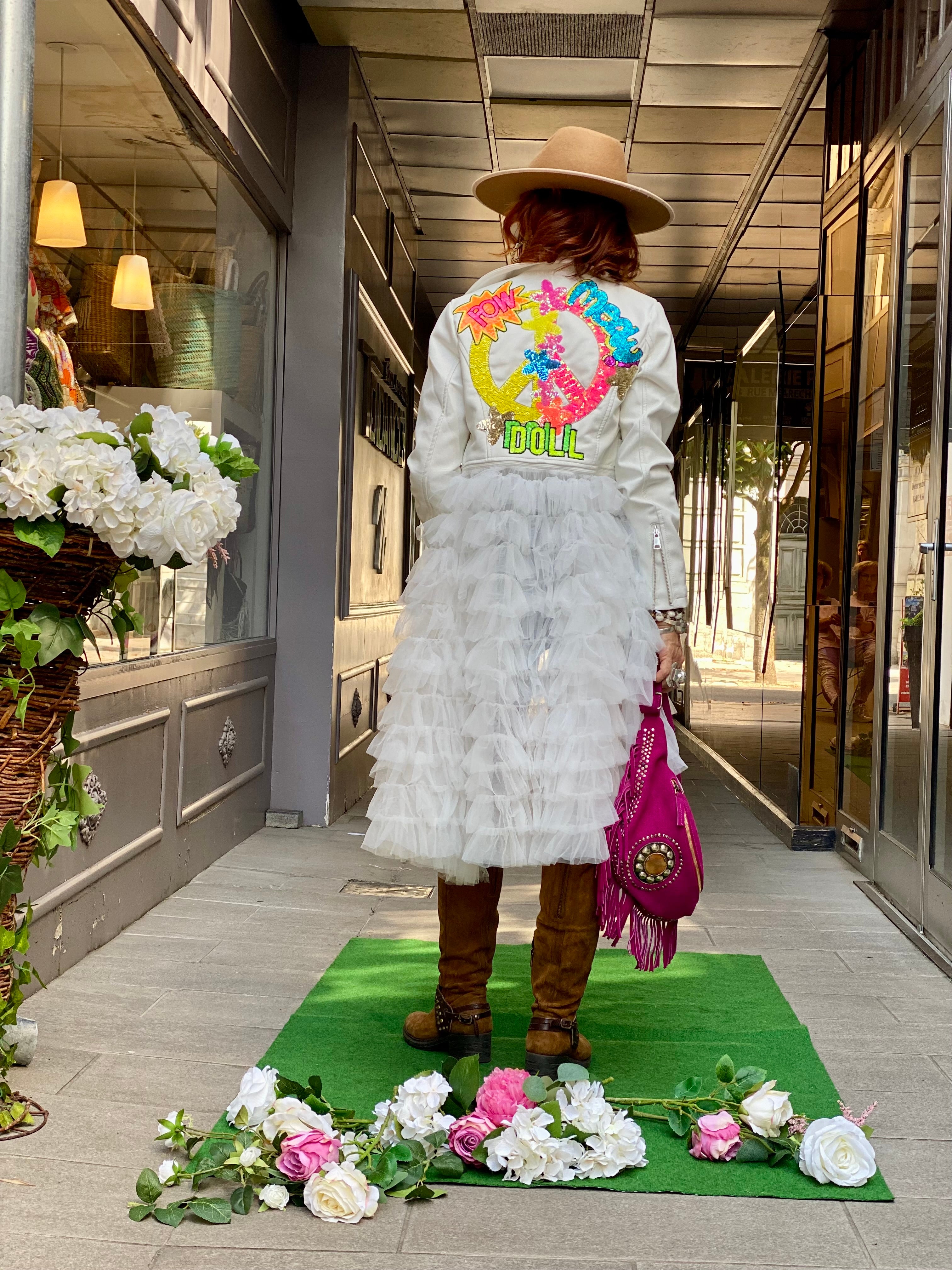 Blouson Perfecto Tulle Poupée de Soie