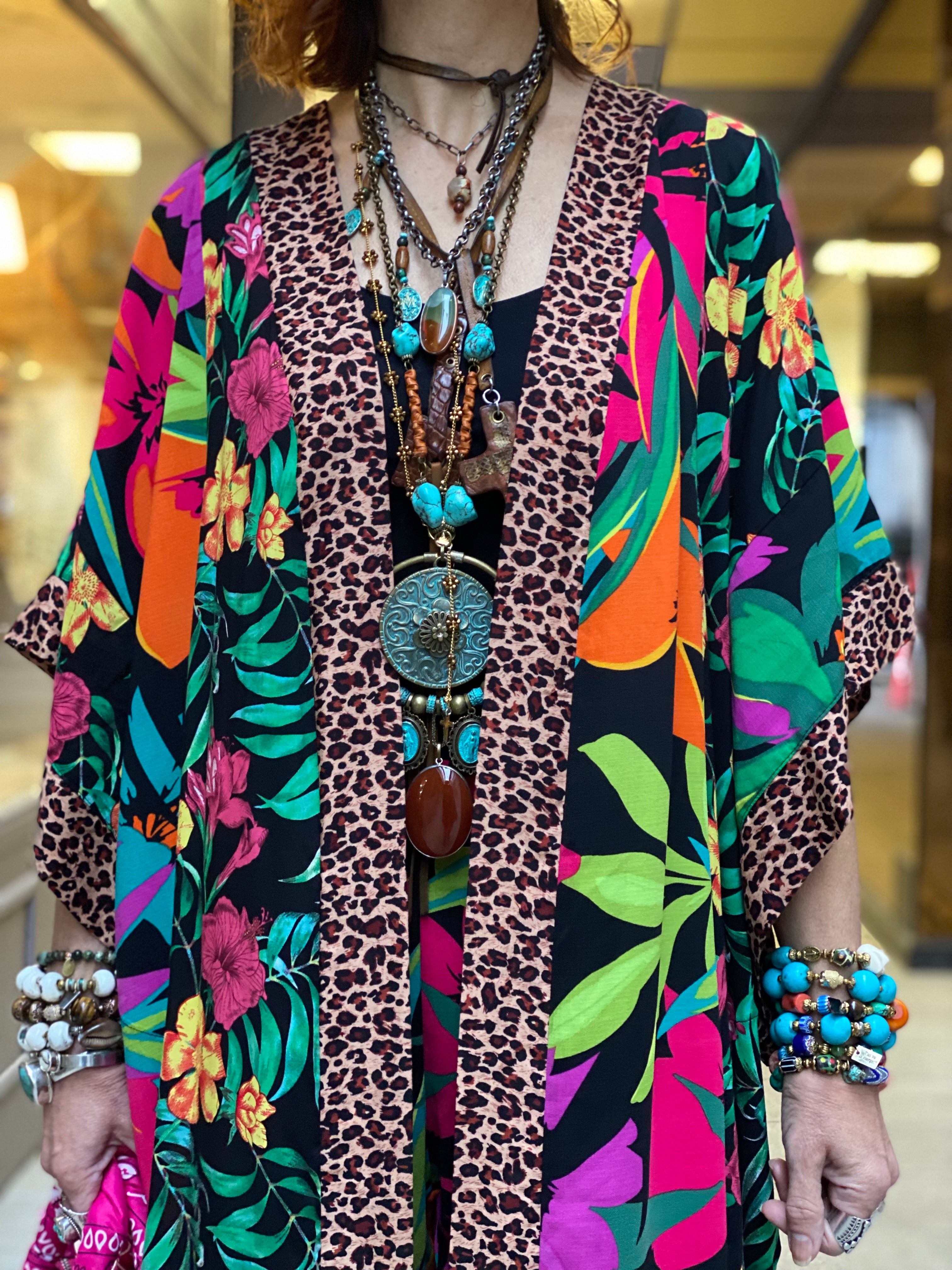 Pirate Flower Sequins Long Kimono