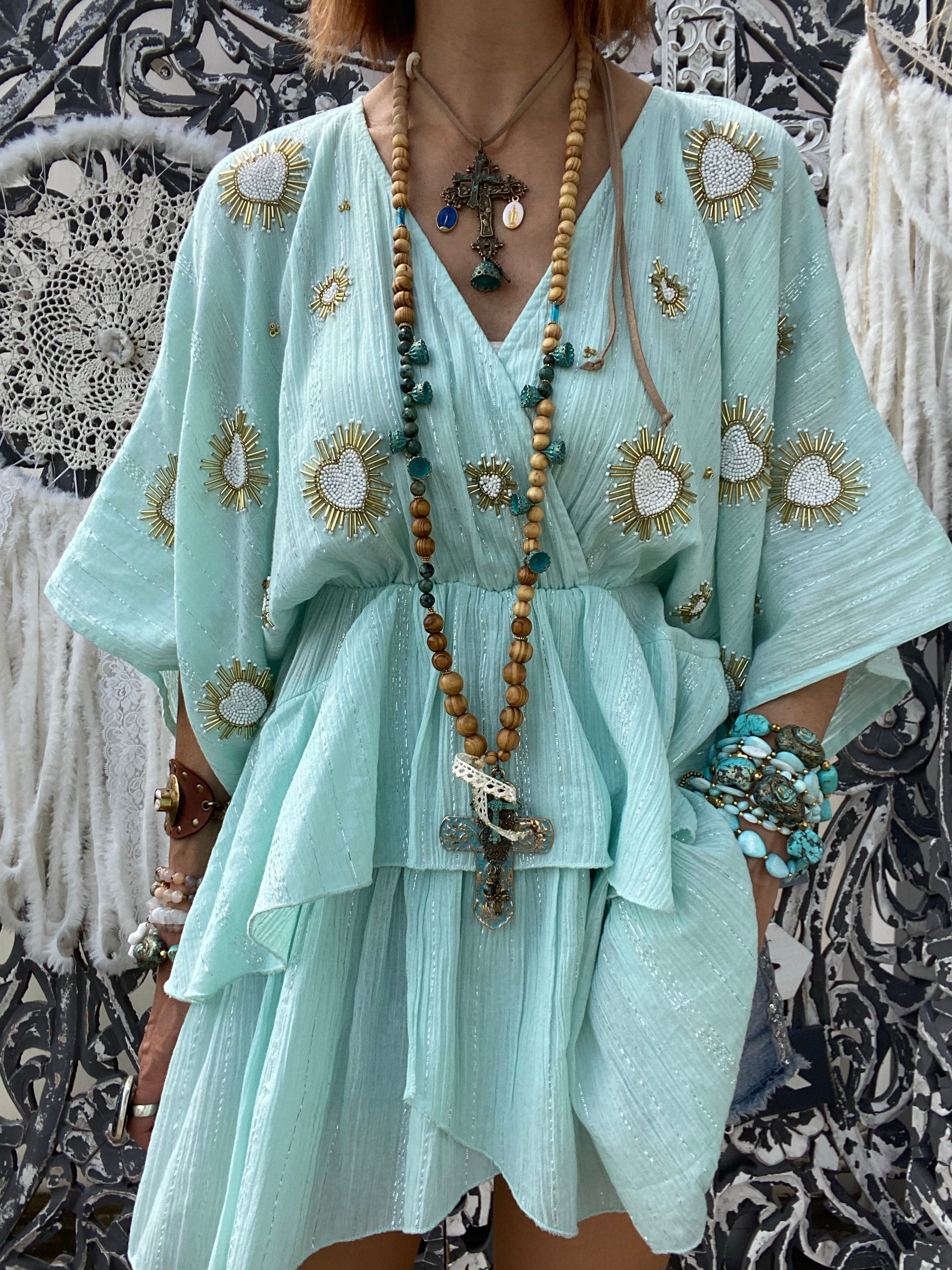 Vera Pool short dress/ Ex Voto Embroideries Sundress