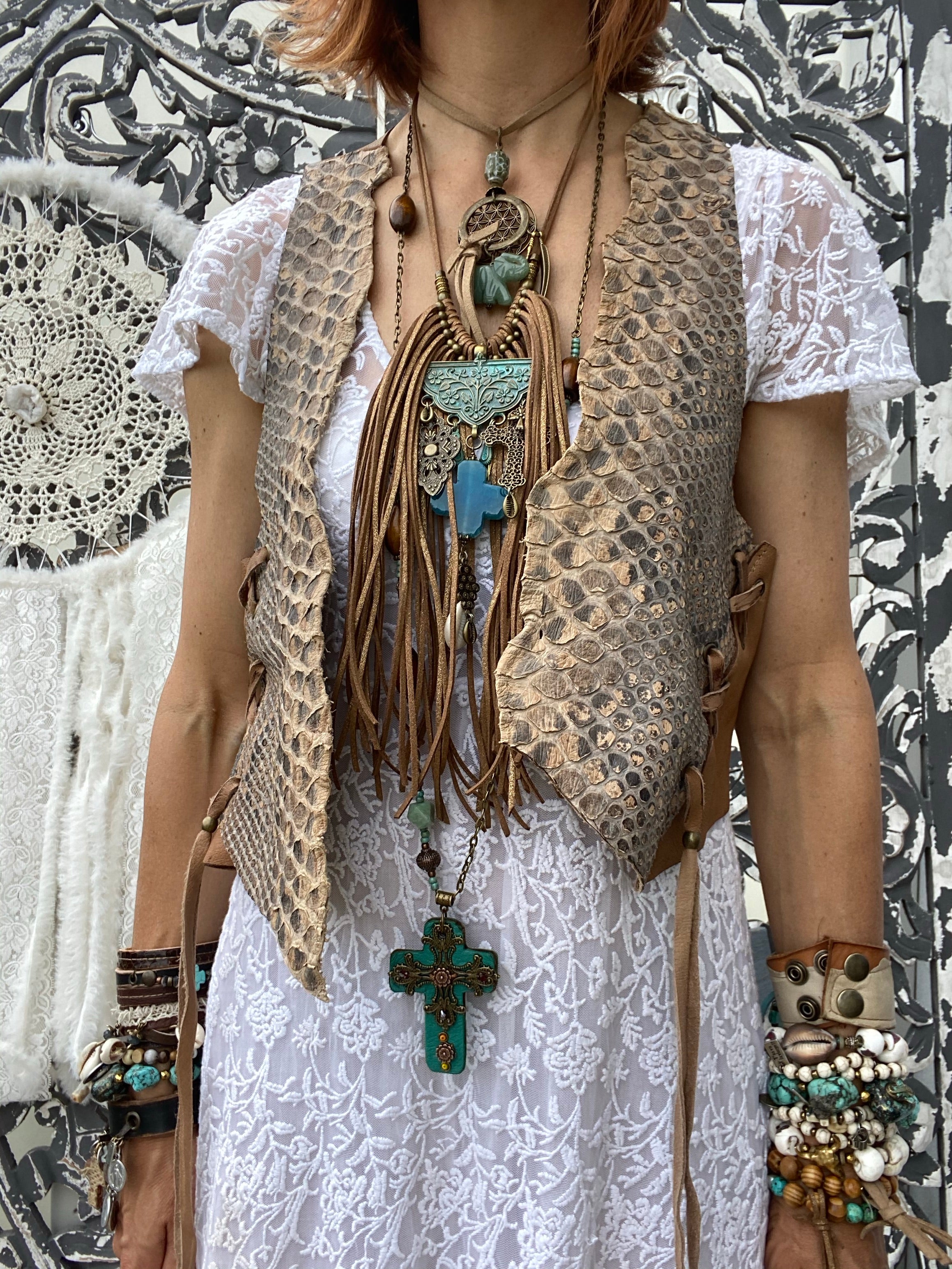 Gilet cuir Yuma Iguan Atypikskin