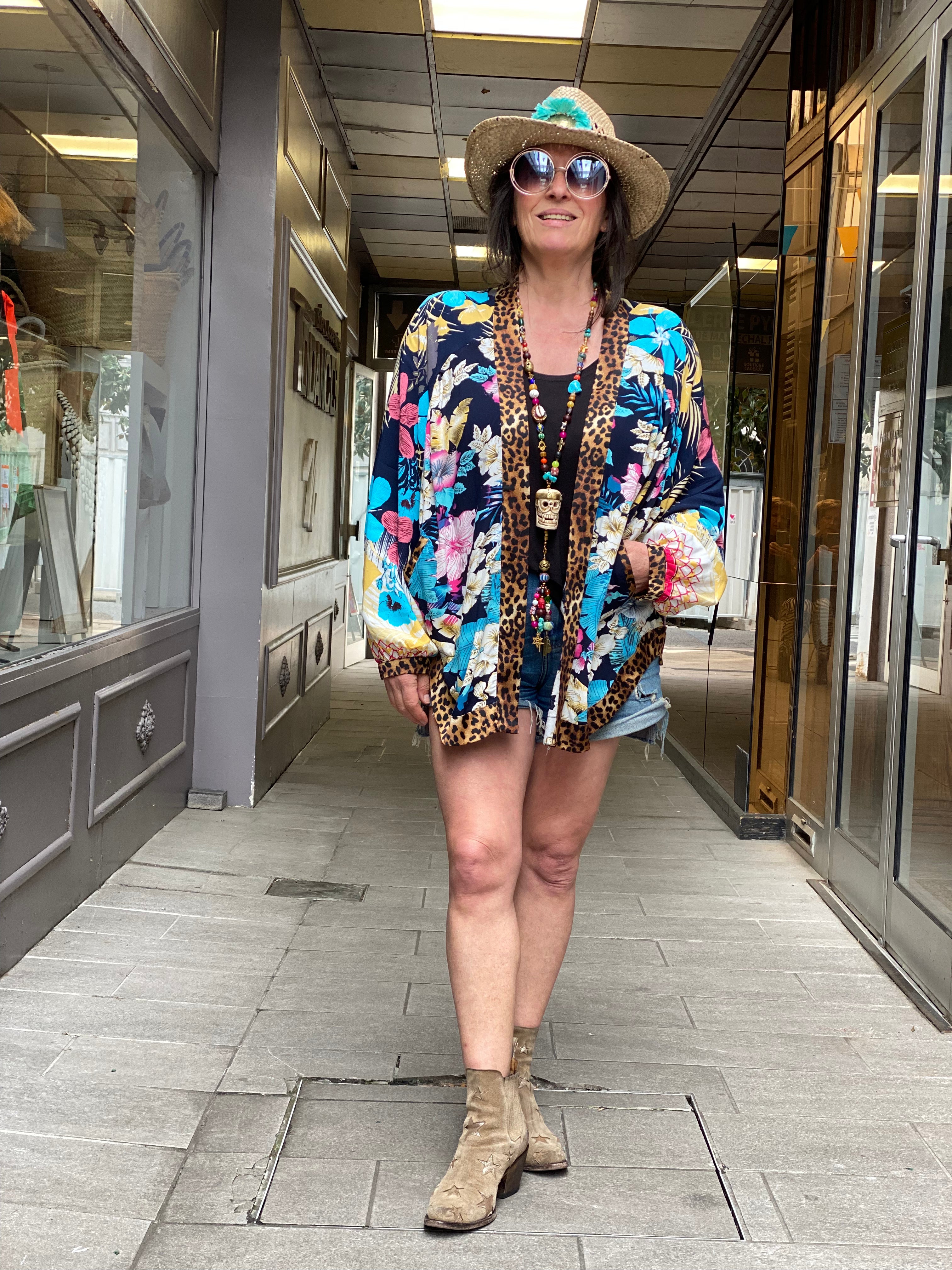 Pirate Flower Short Kimono