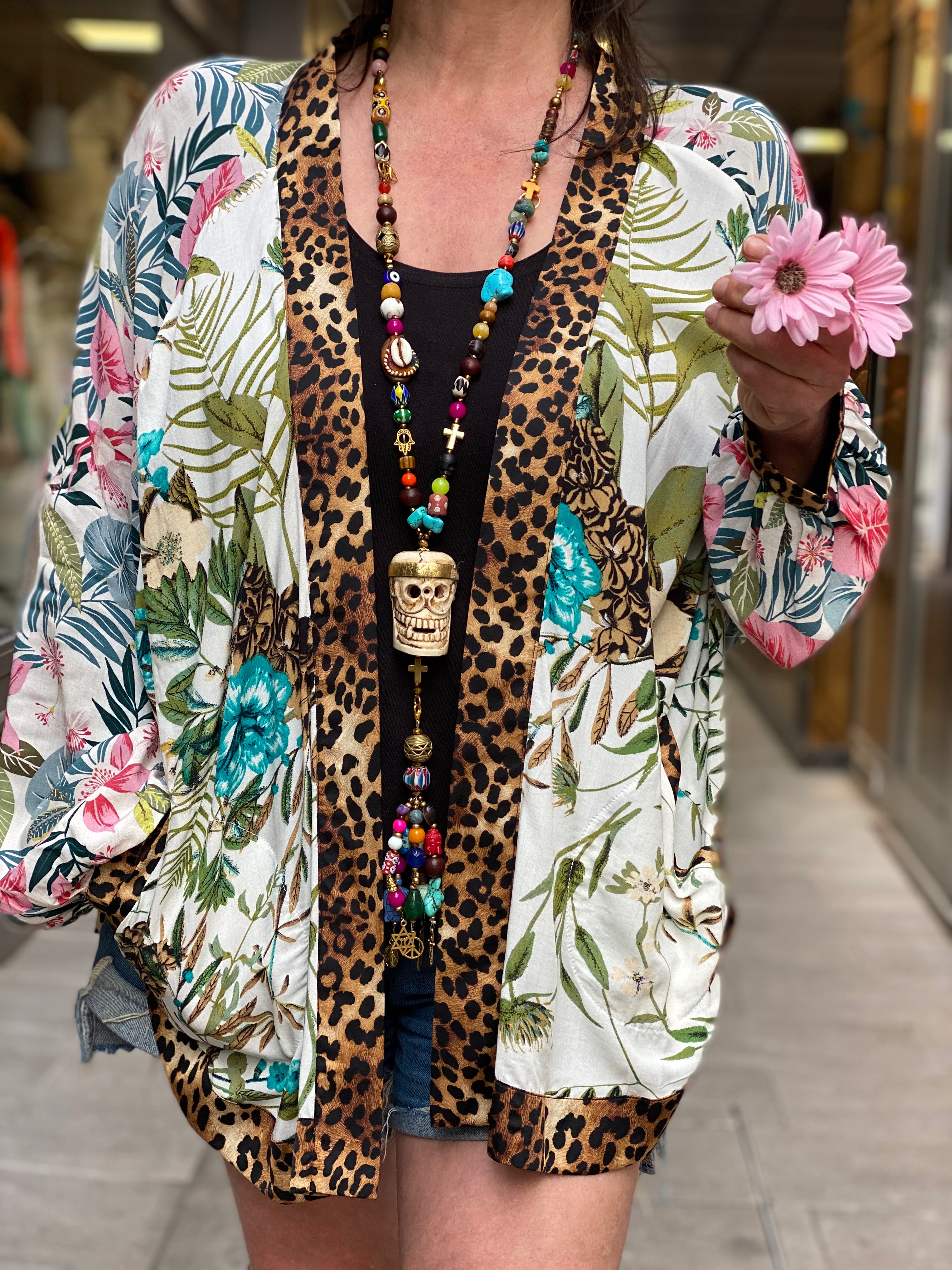 Pirate Flower Short Kimono