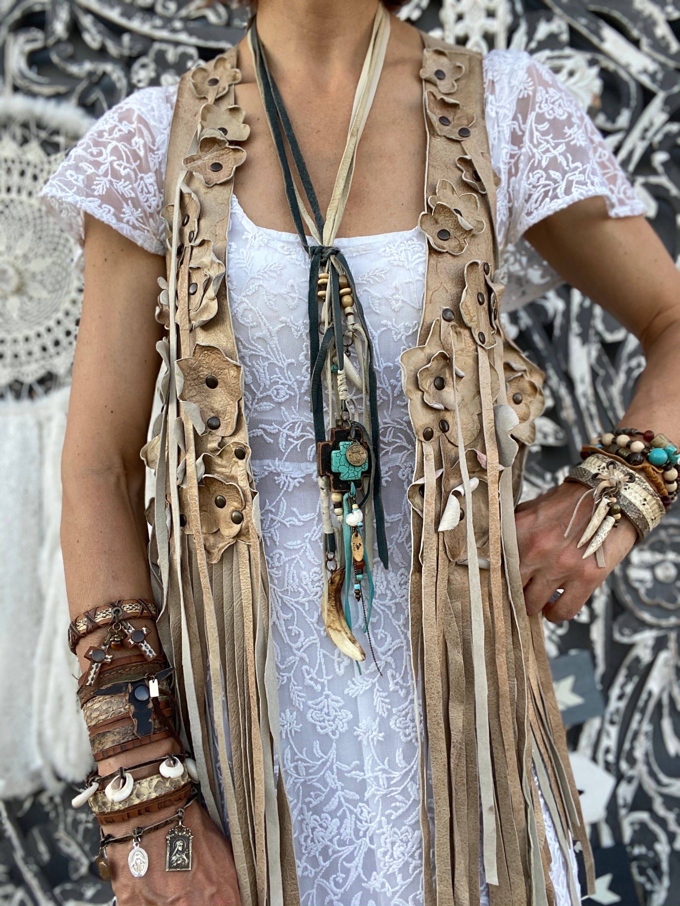 Gilet cuir Hippie Iguan Atypikskin