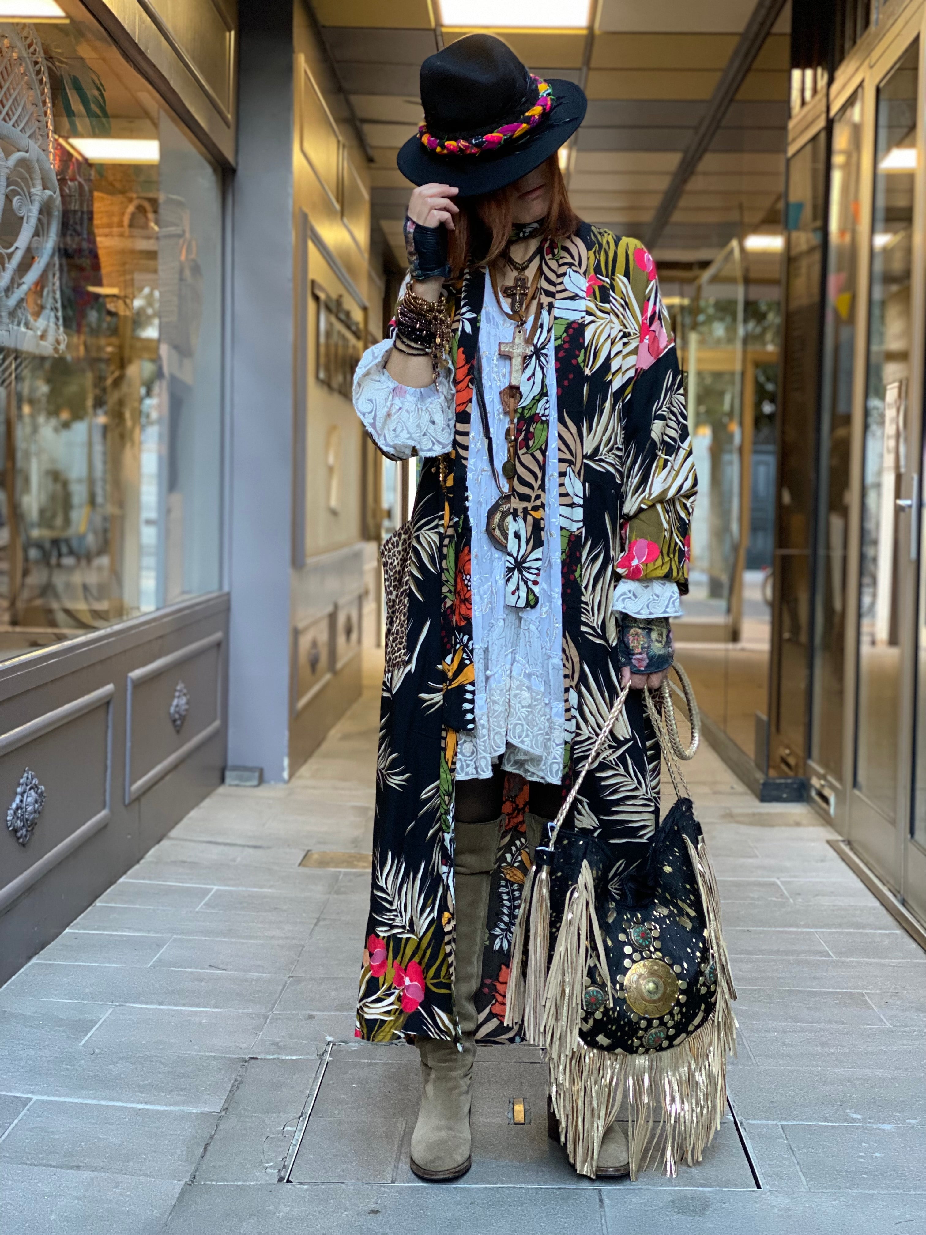 Pirate Flower Sequins Long Kimono