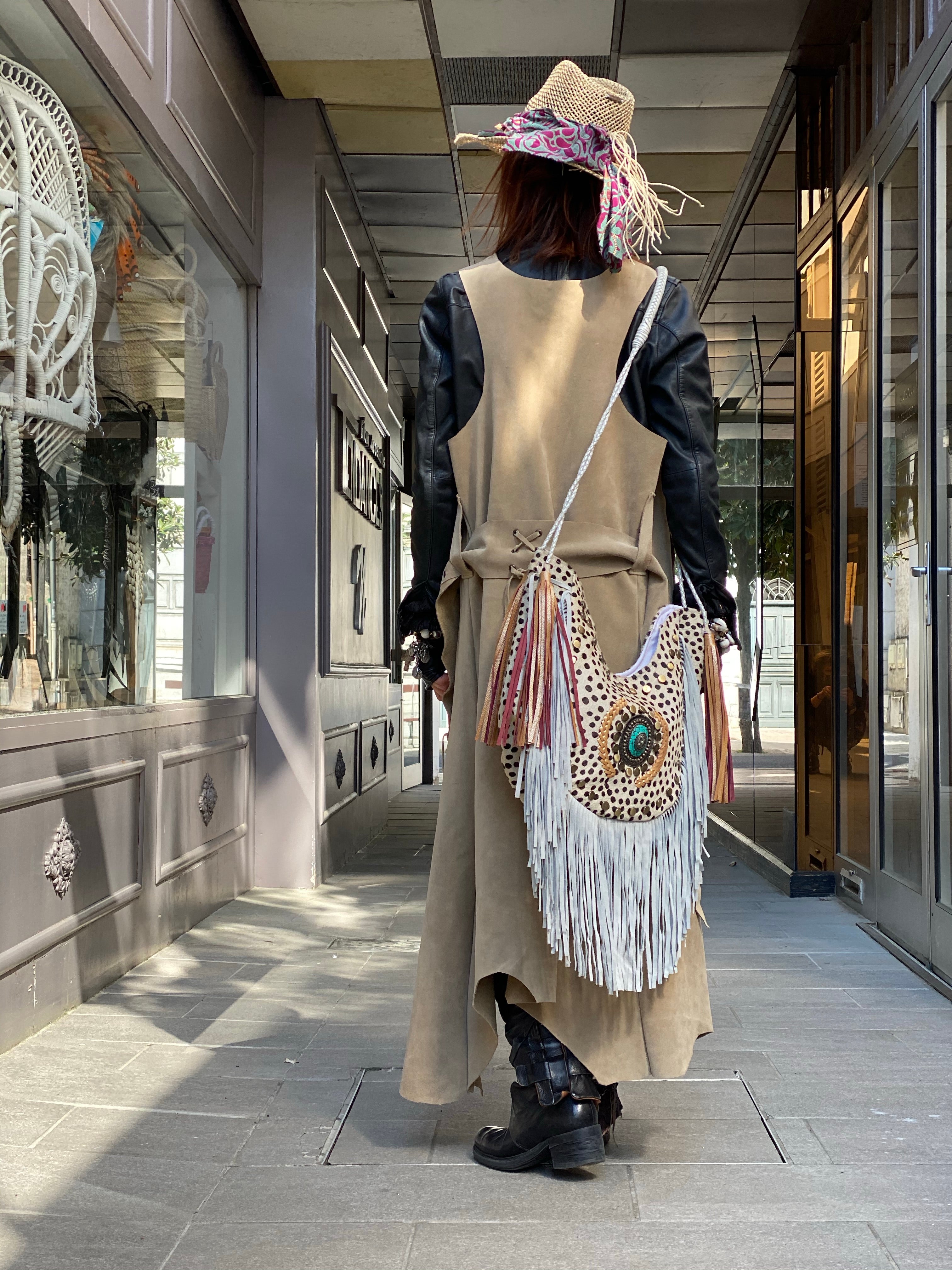Long leather vest Tessa Iguan Atypikskin