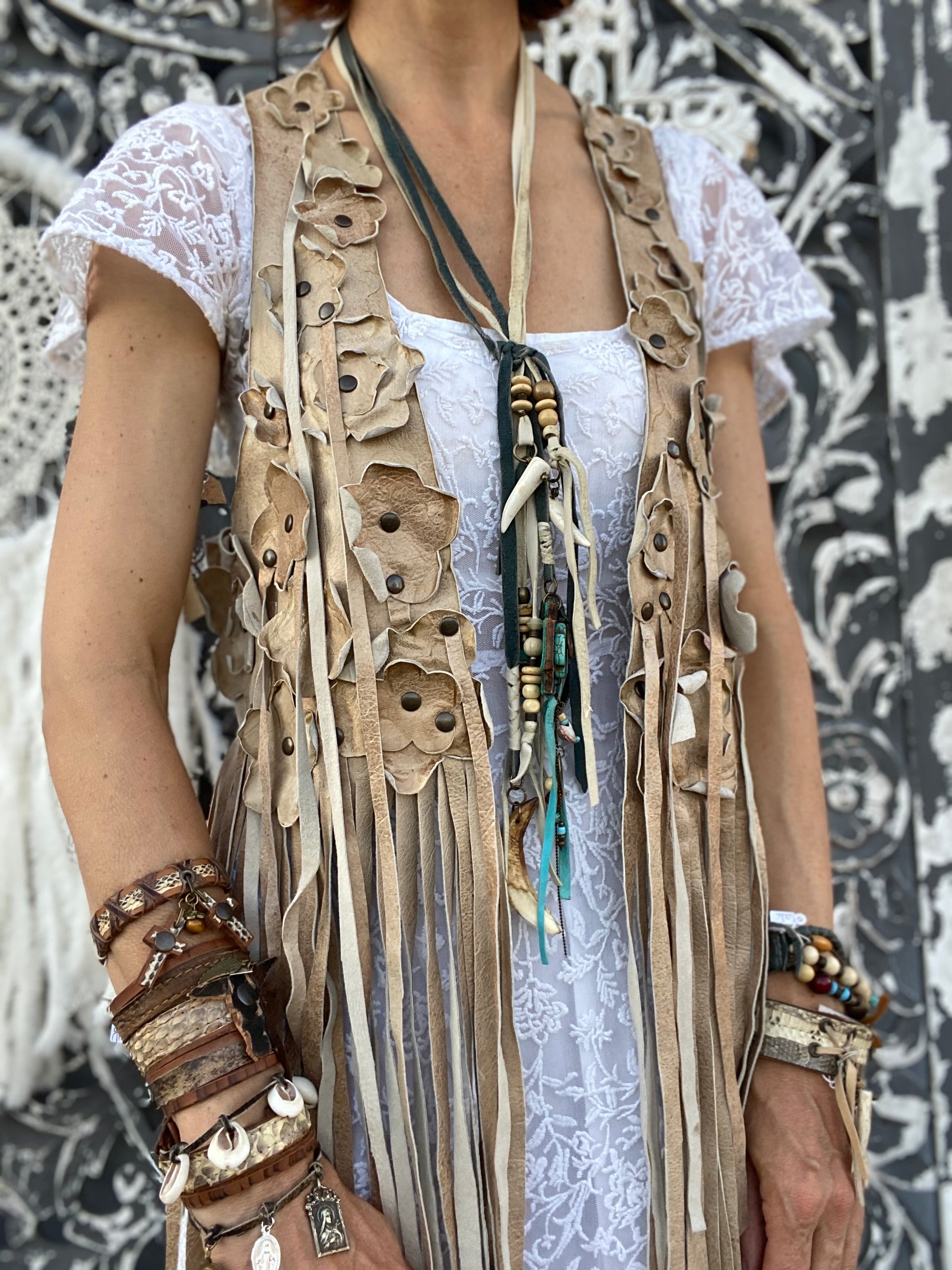 Gilet cuir Hippie Iguan Atypikskin