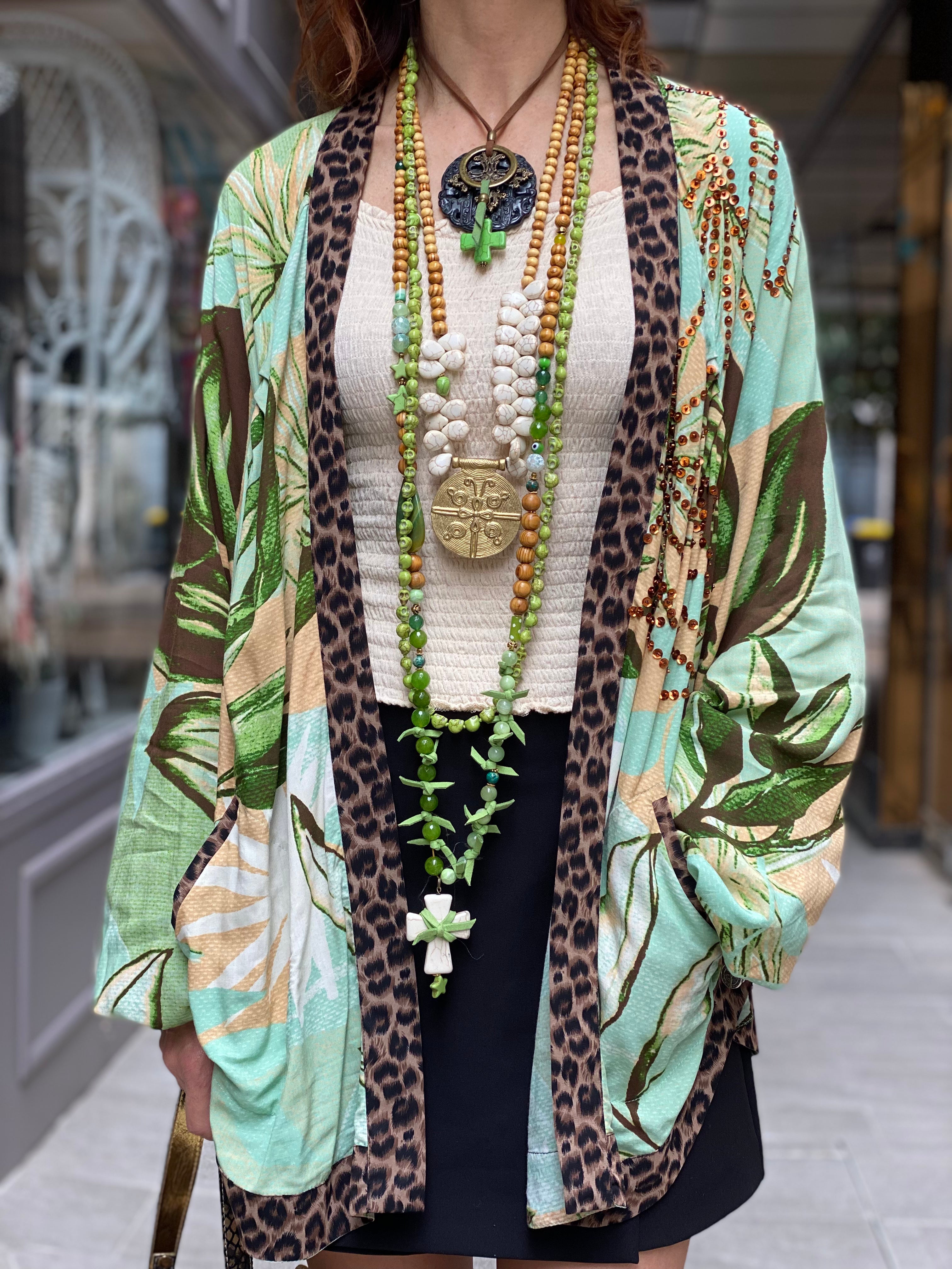 Pirate Flower Sequin Short Kimono