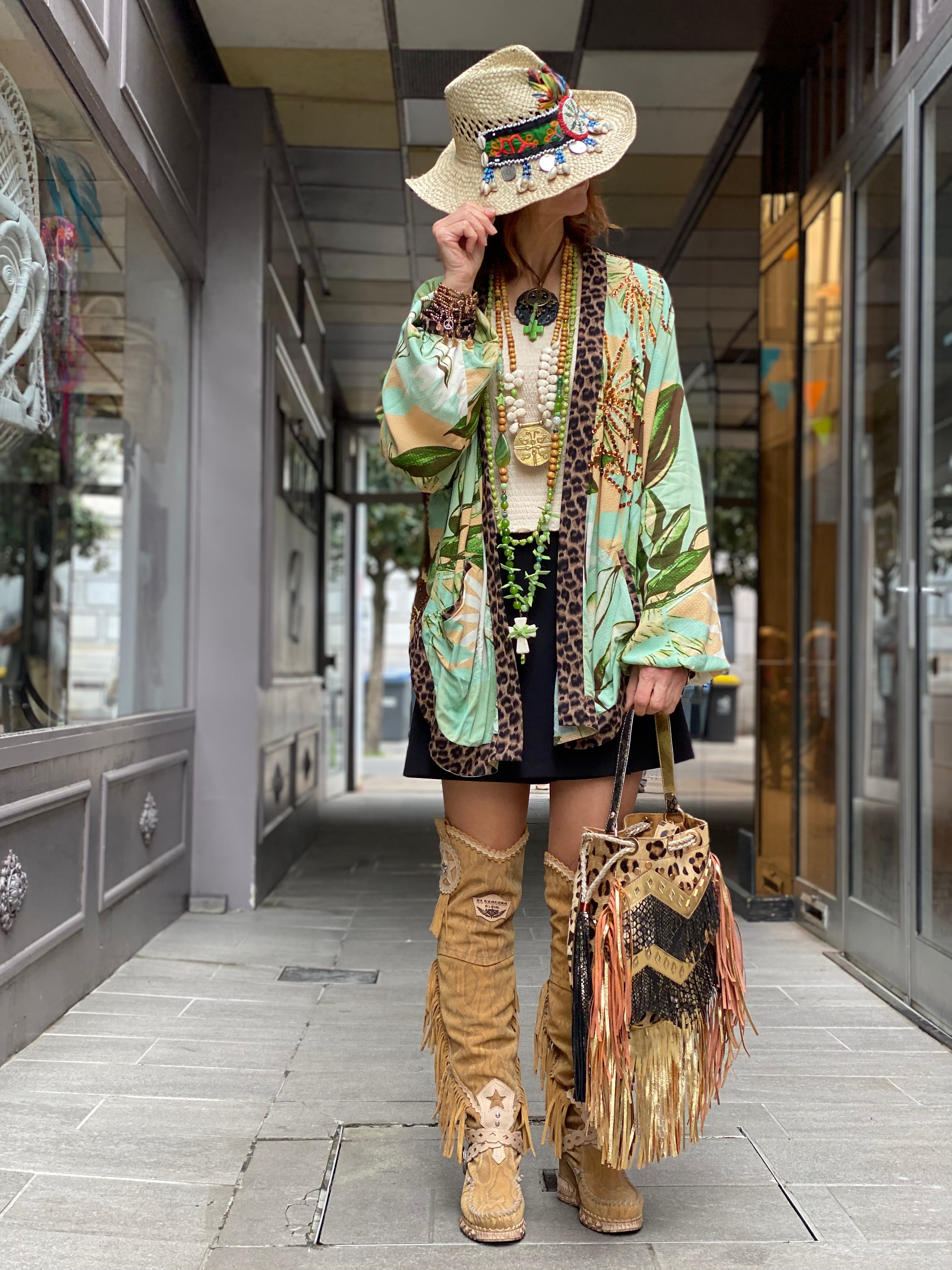 Pirate Flower Sequin Short Kimono