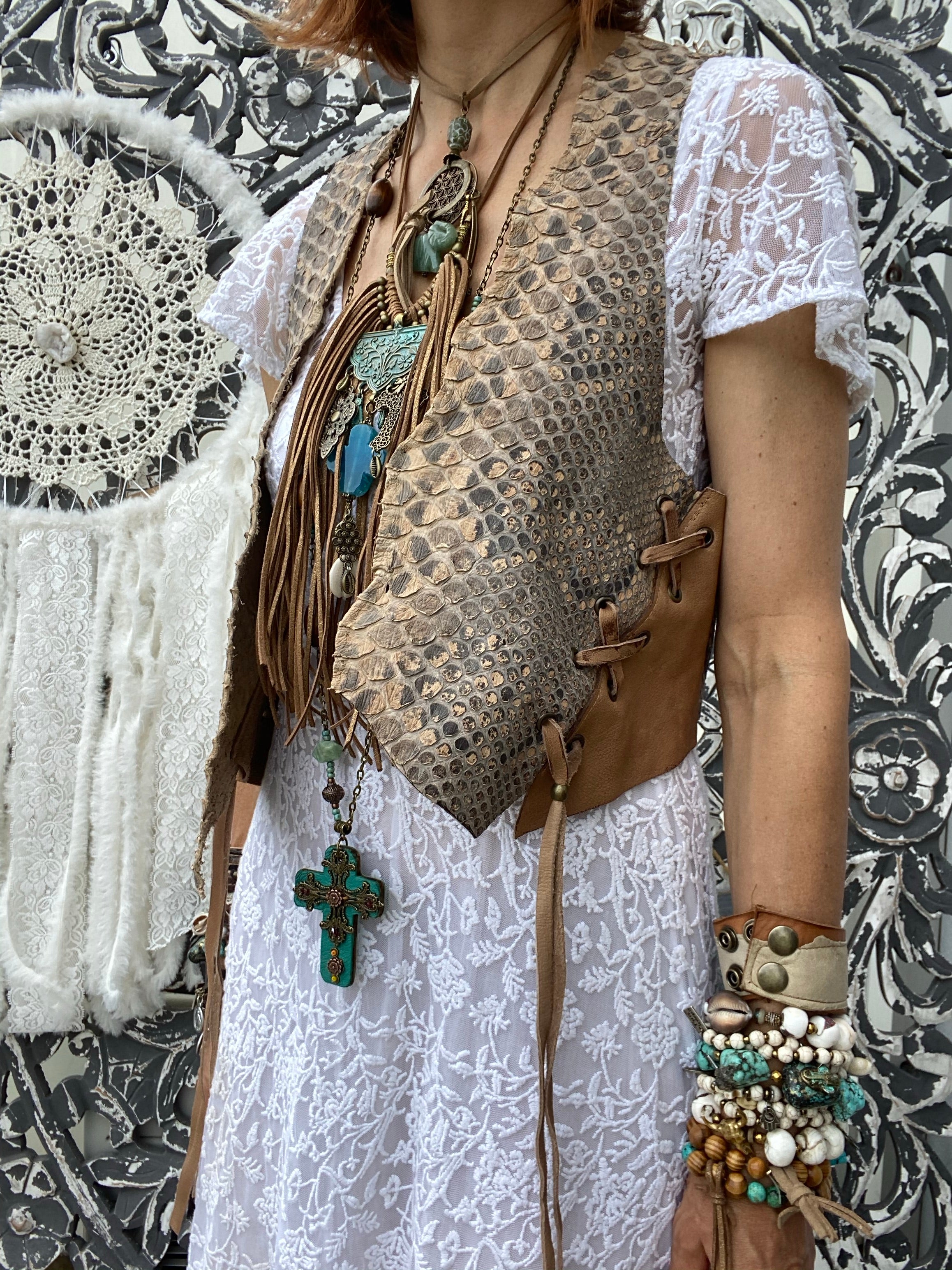 Gilet cuir Yuma Iguan Atypikskin