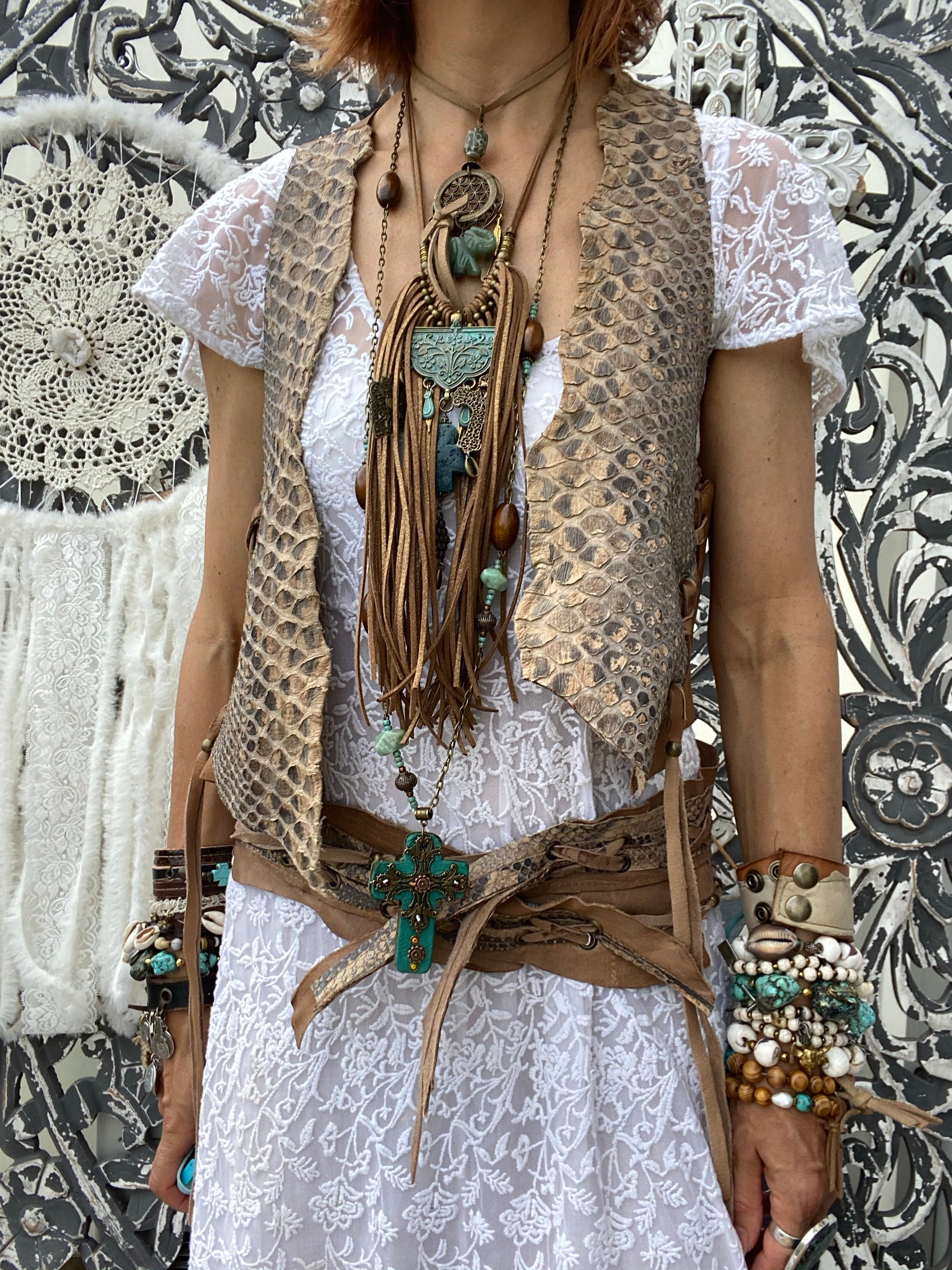 Gilet cuir Yuma Iguan Atypikskin