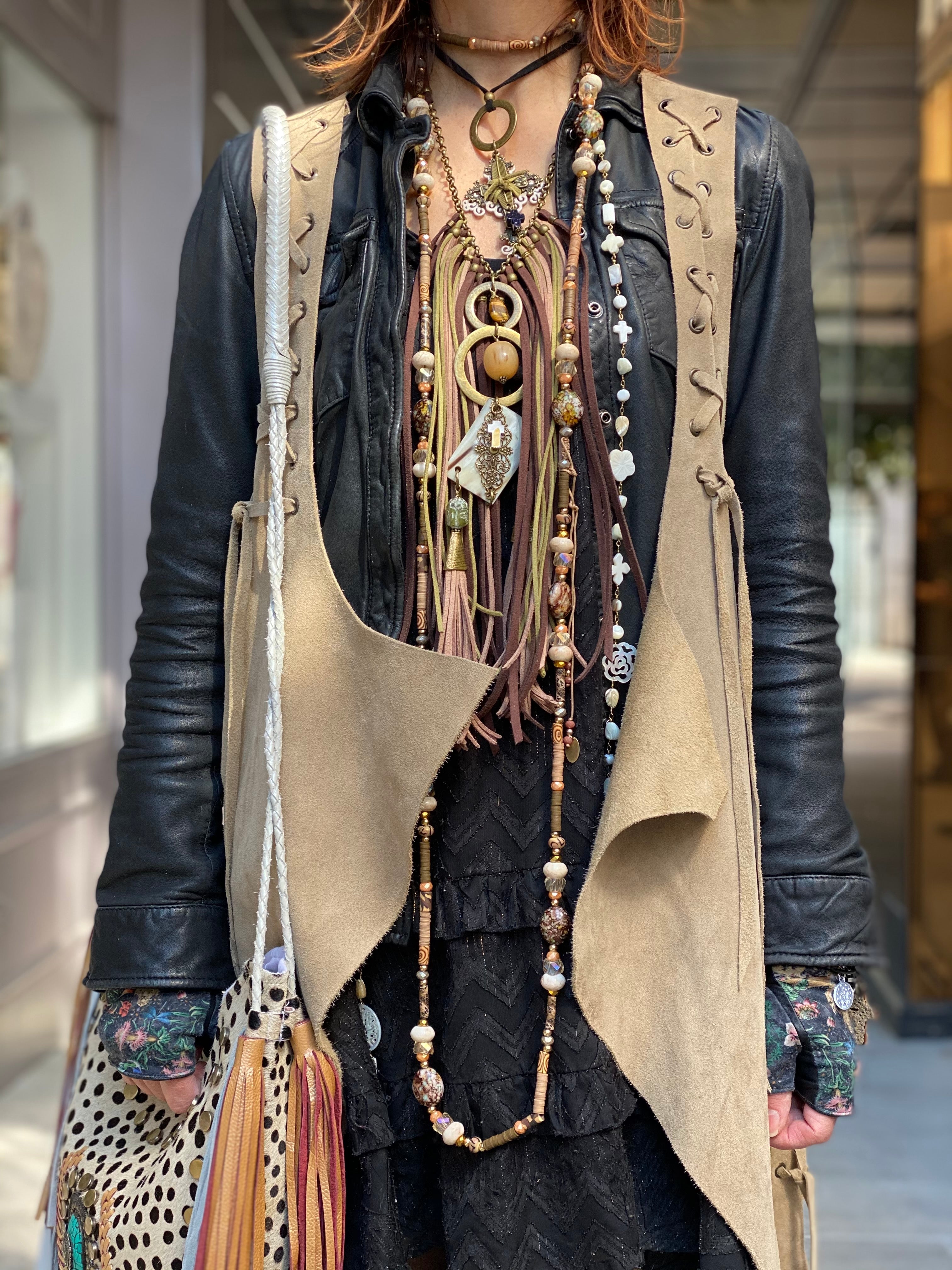 Long leather vest Tessa Iguan Atypikskin