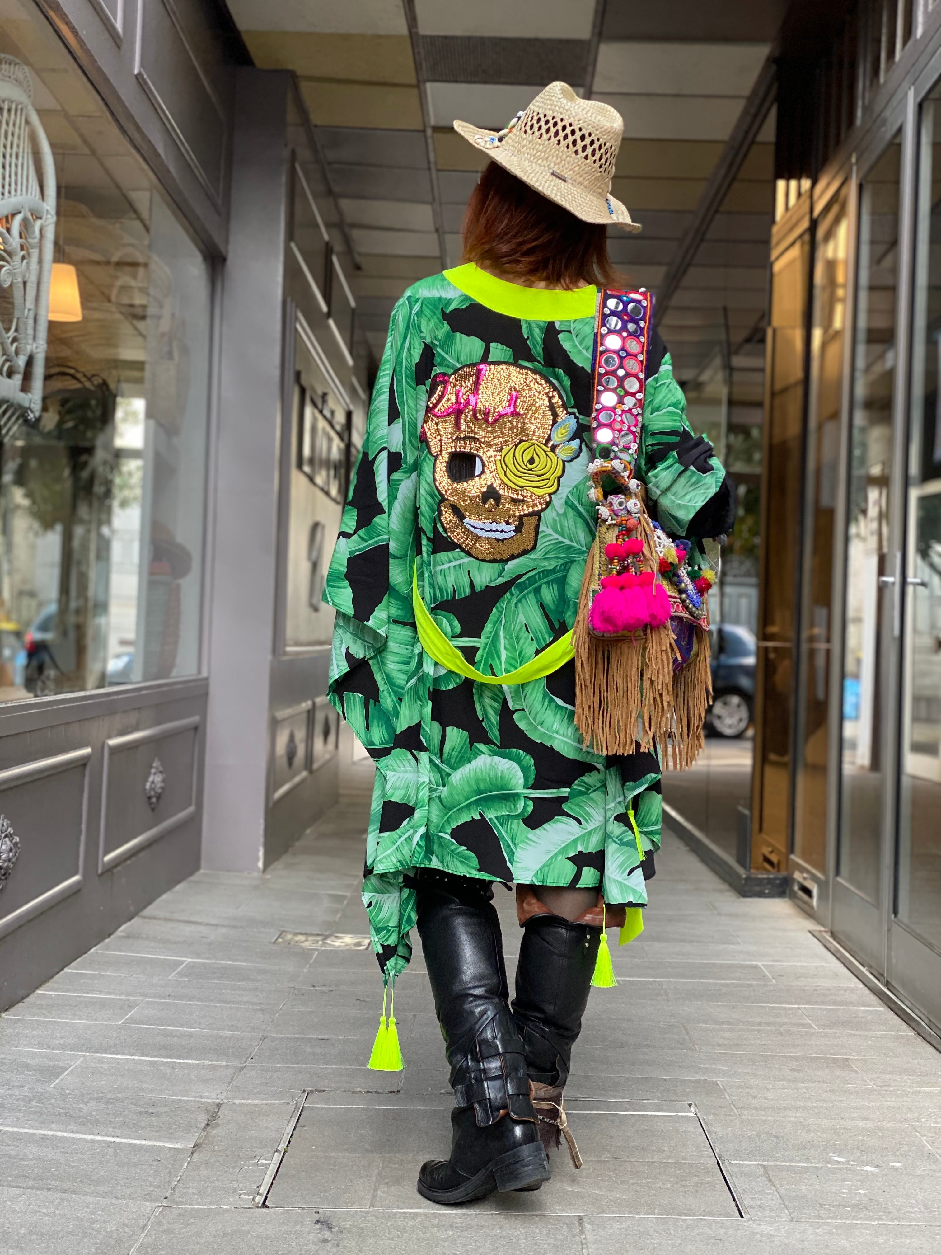 Kimono Jungle Green Palm Romantic Skull Mystique Beach