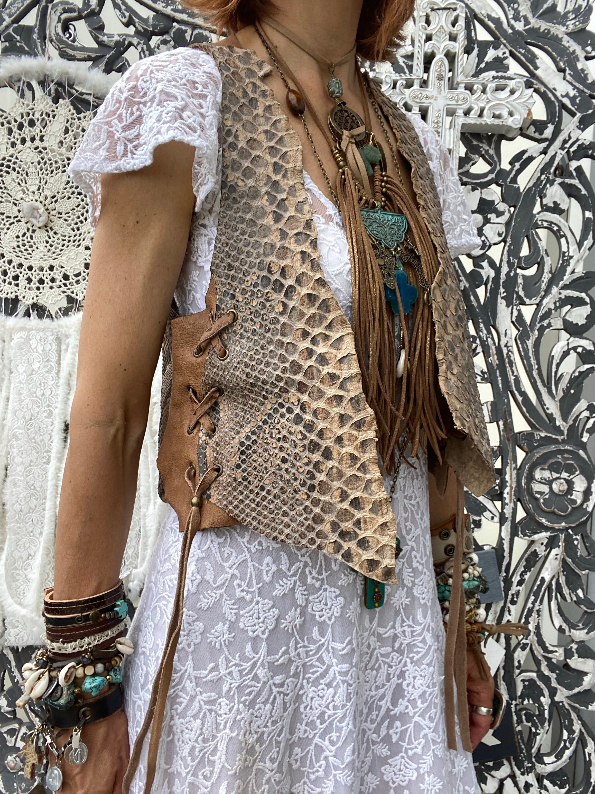 Gilet cuir Yuma Iguan Atypikskin