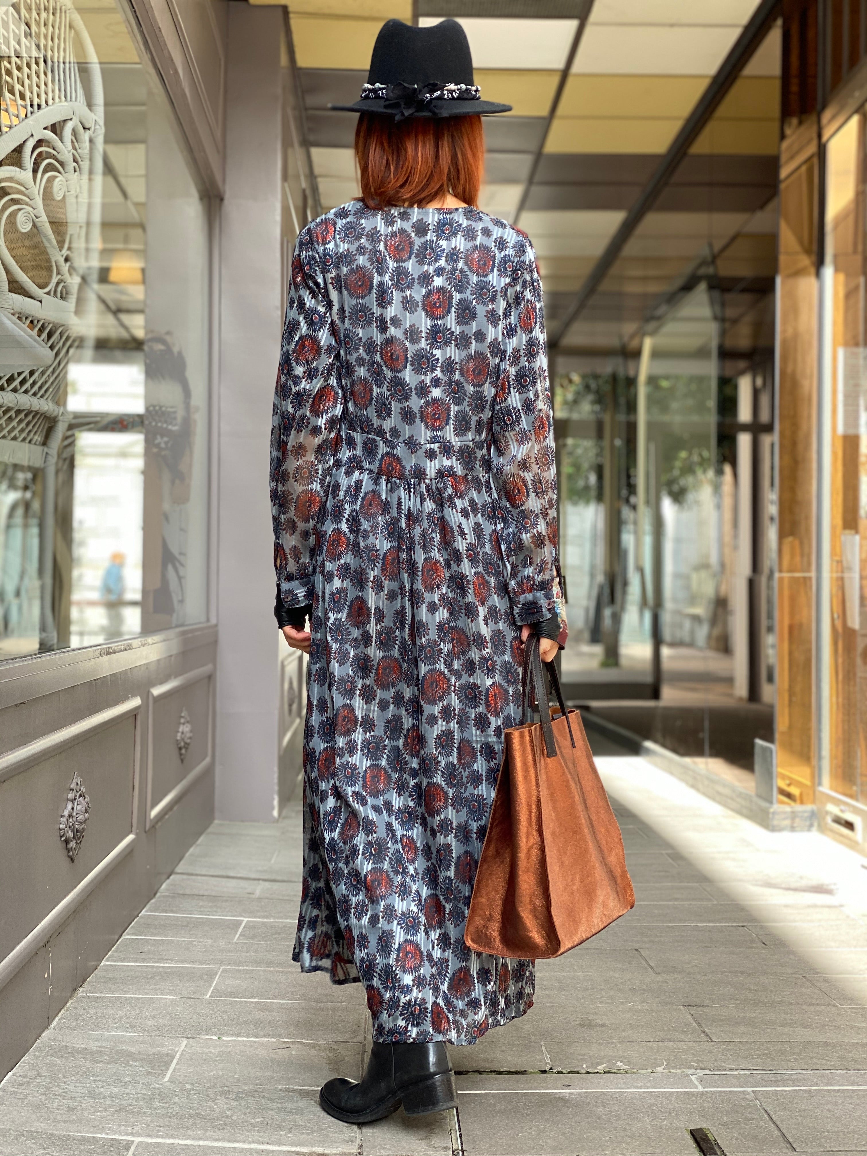 Valérie Sunflower Satin Dress Marlin Blue Maison Hotel