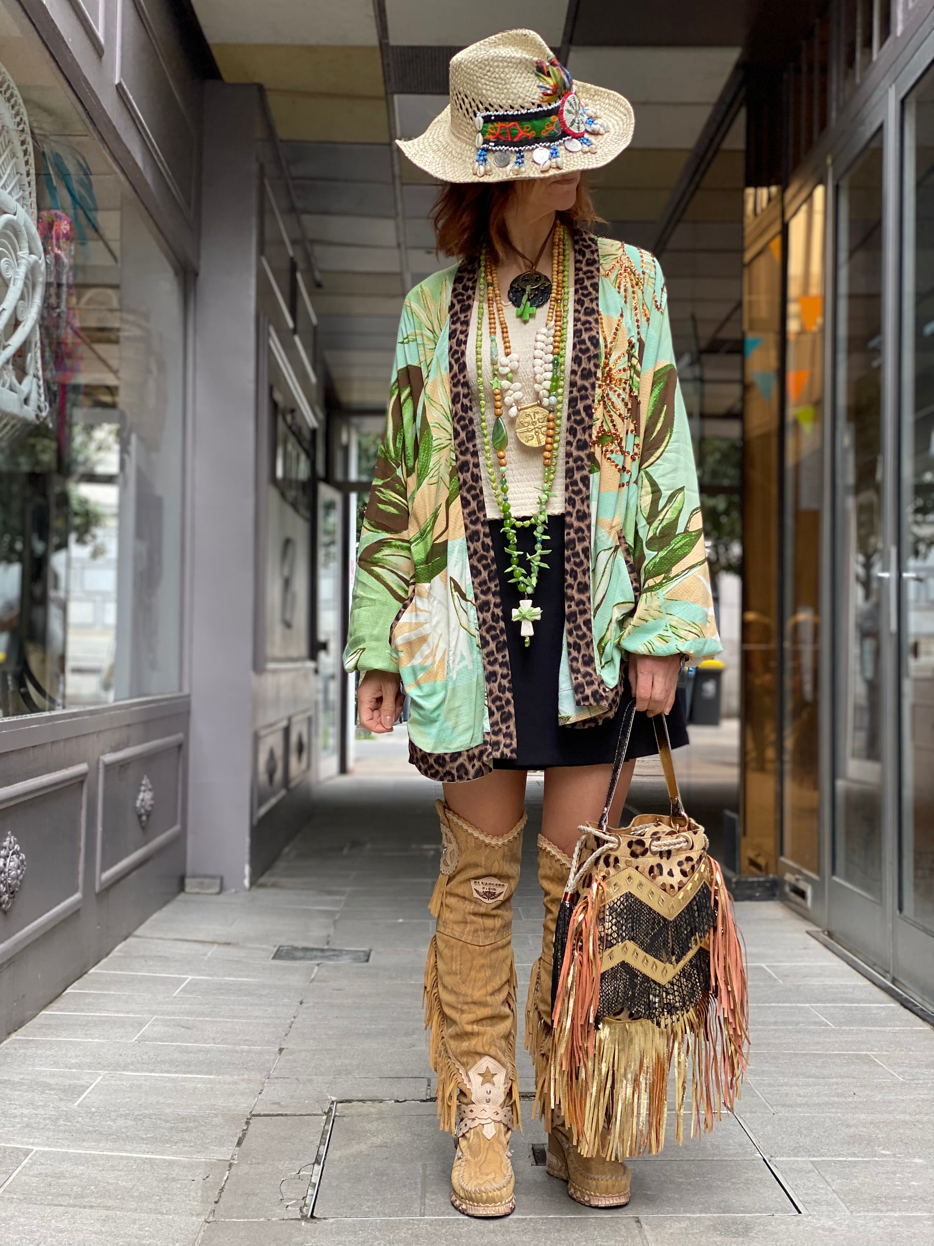 Pirate Flower Sequin Short Kimono
