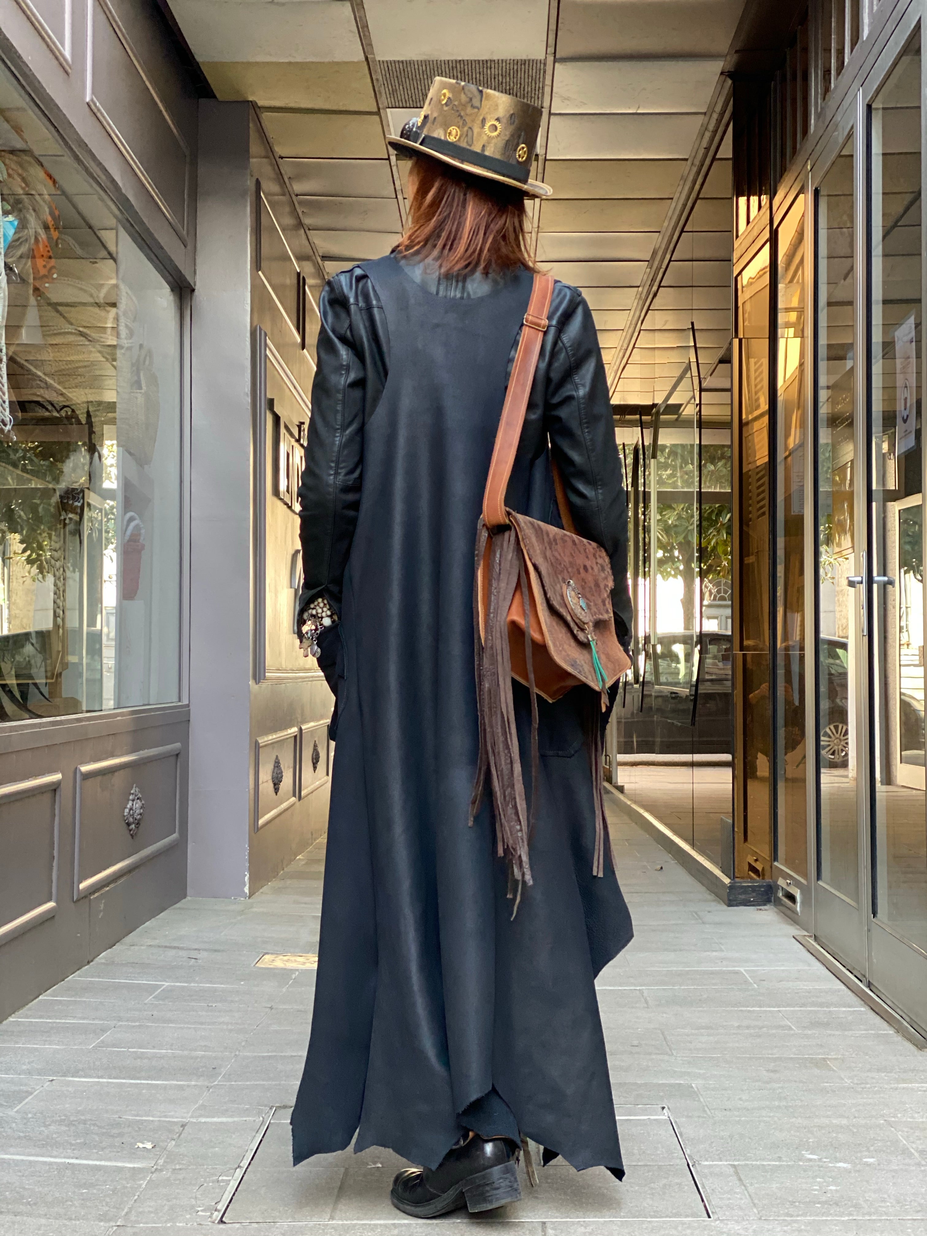Gilet long cuir Jenny Iguan Atypikskin