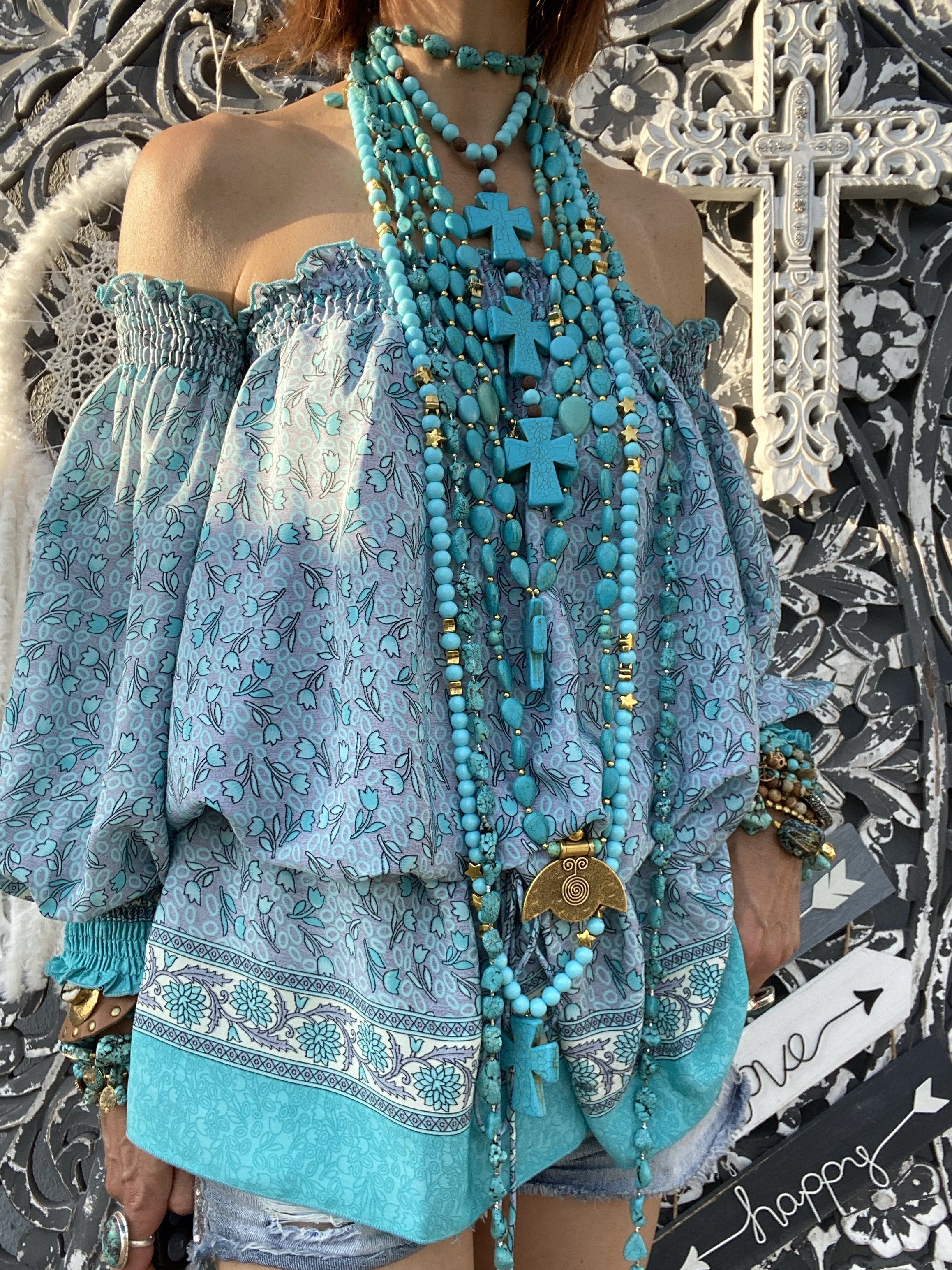 Top Flower Turquoise Daliah Sissi
