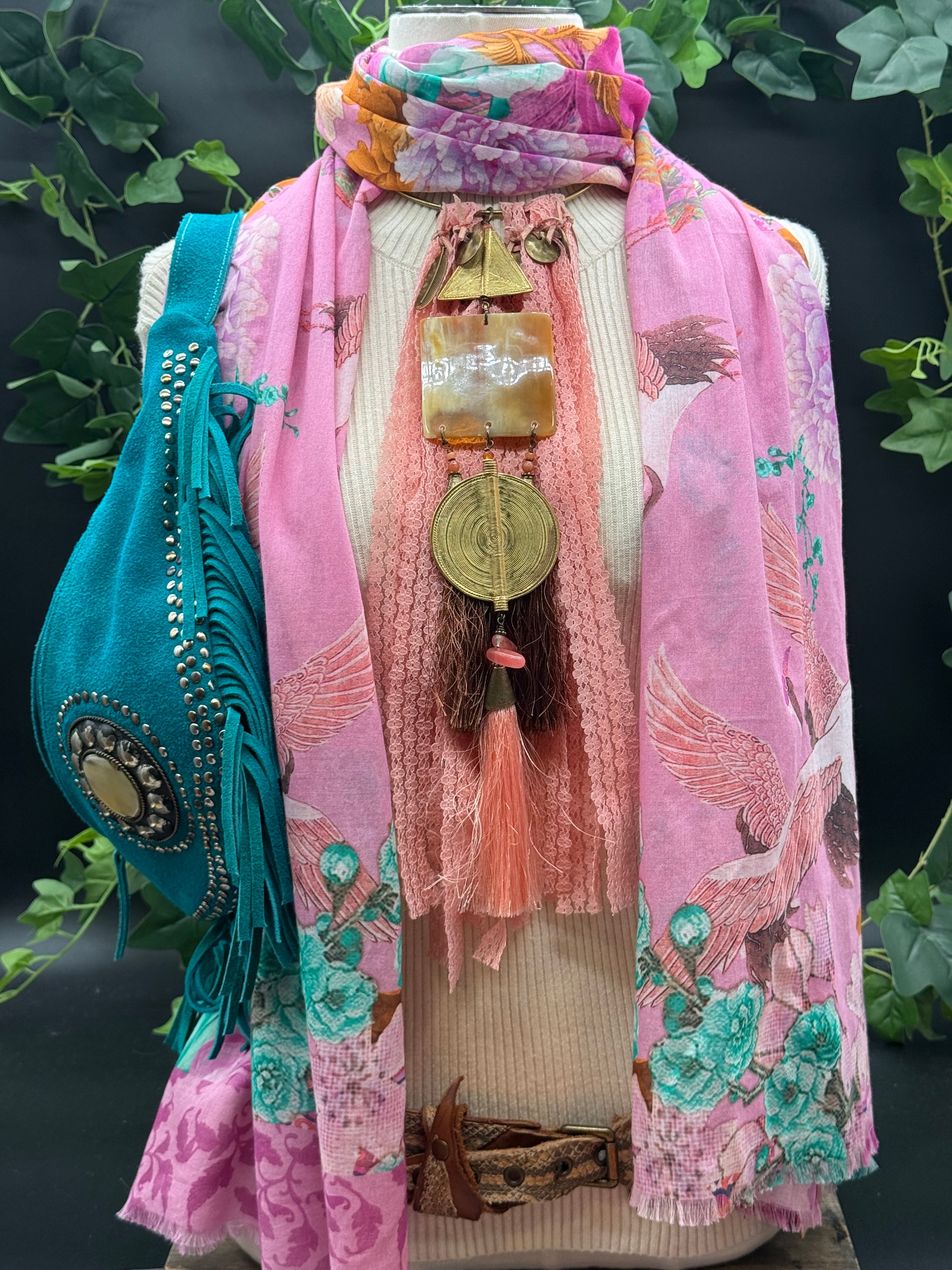 Grand Foulard Coton Fuji Améthyste Brokante