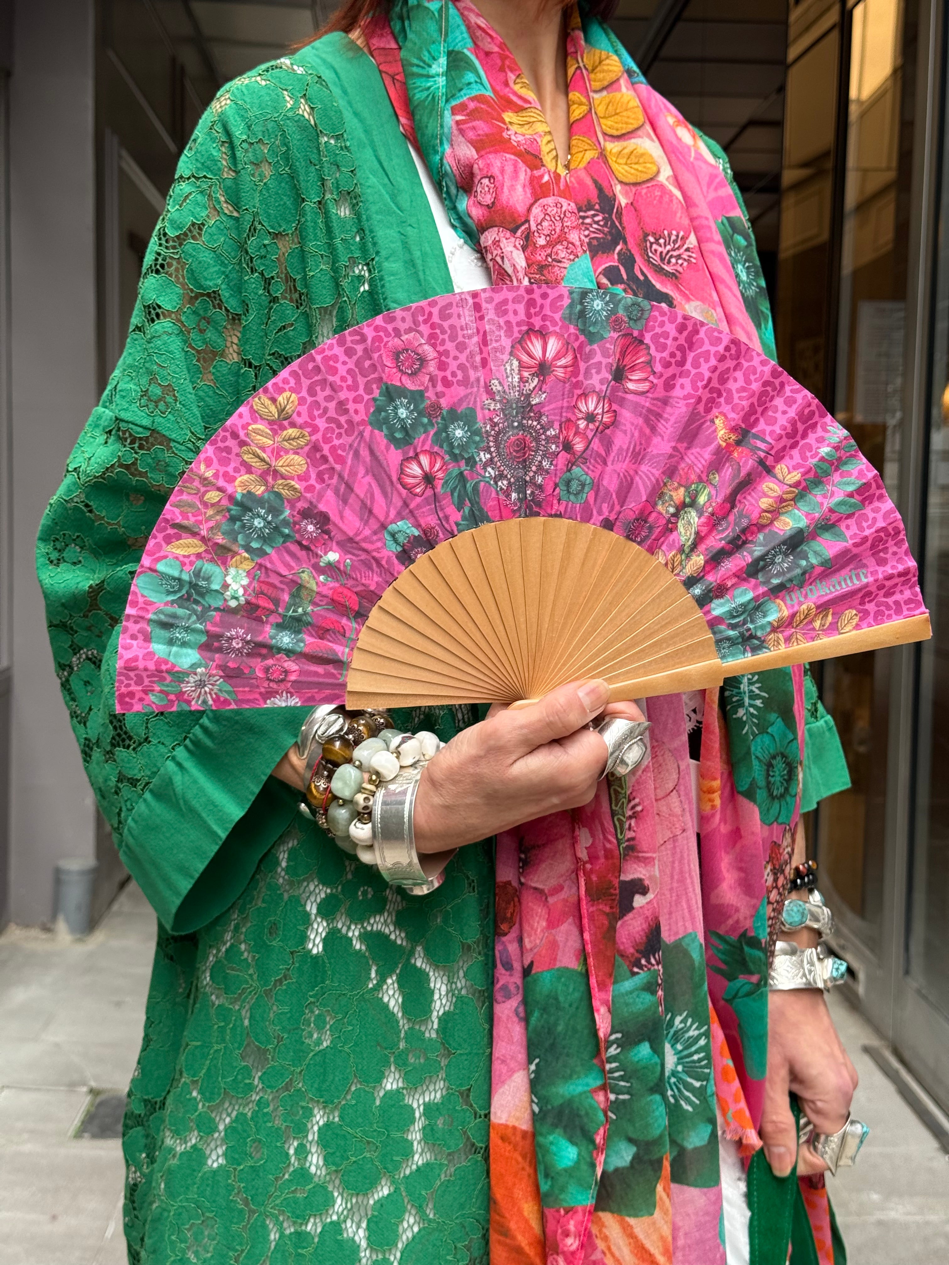 Éventail Amulette Rose Brokante