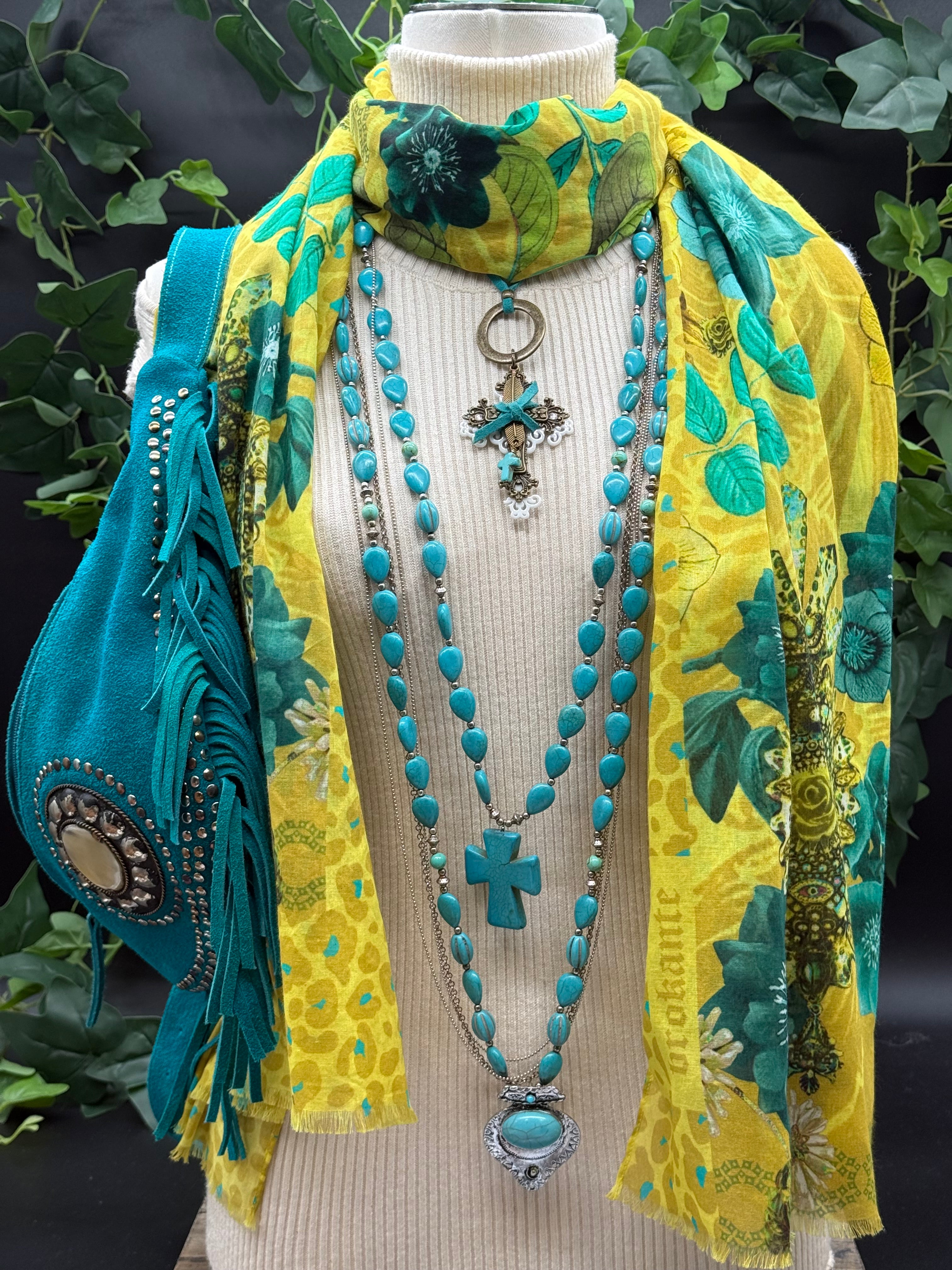 Grand Foulard Coton Amulette Citron Brokante