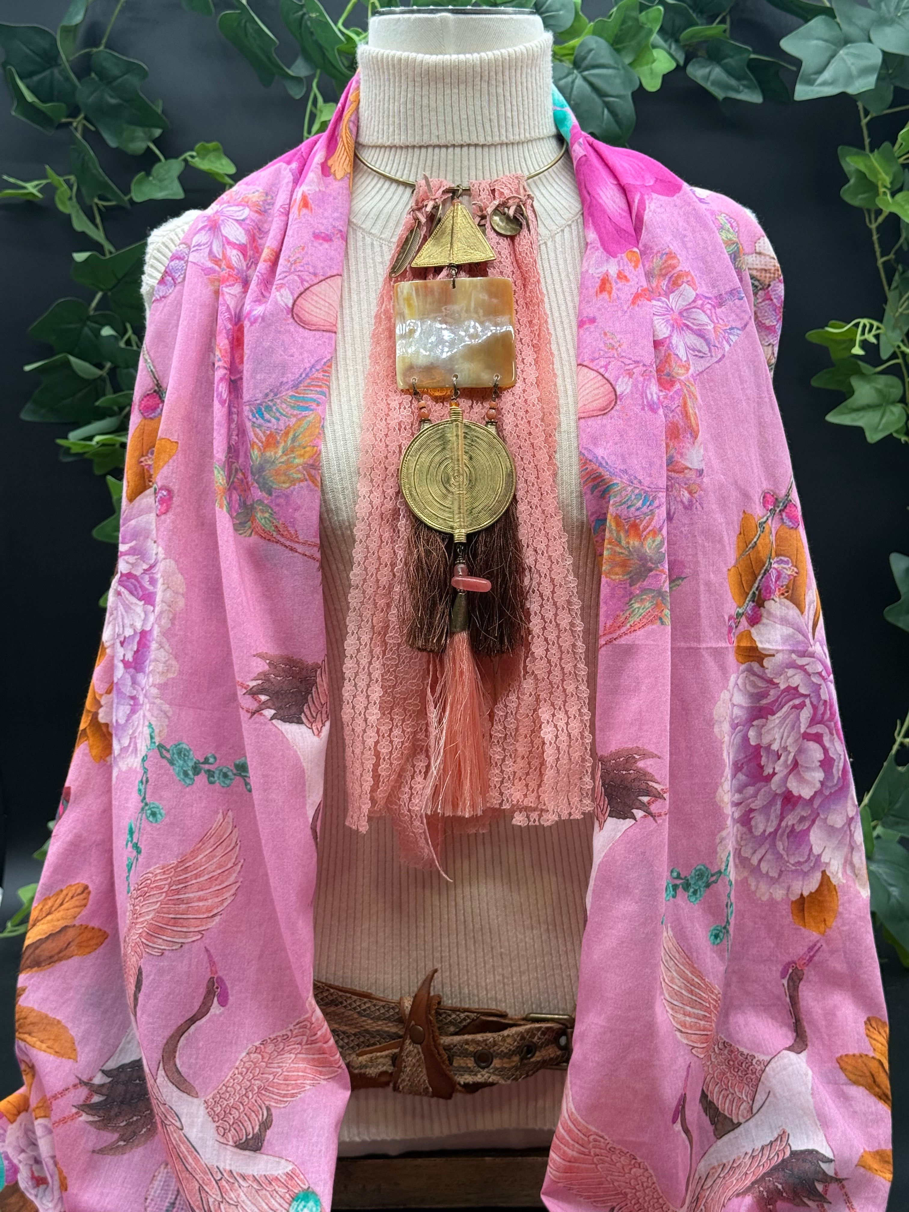 Grand Foulard Coton Fuji Améthyste Brokante