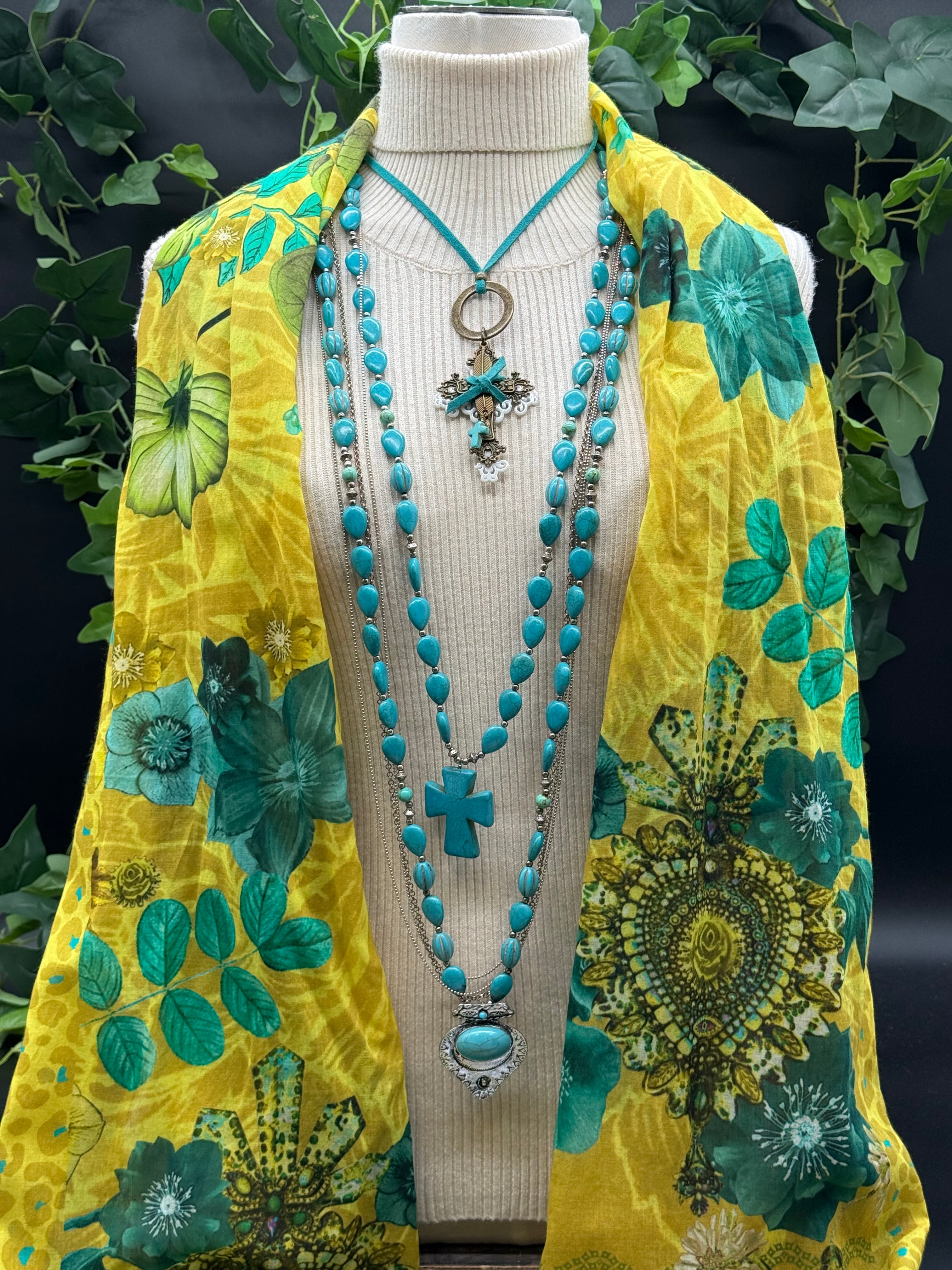 Grand Foulard Coton Amulette Citron Brokante