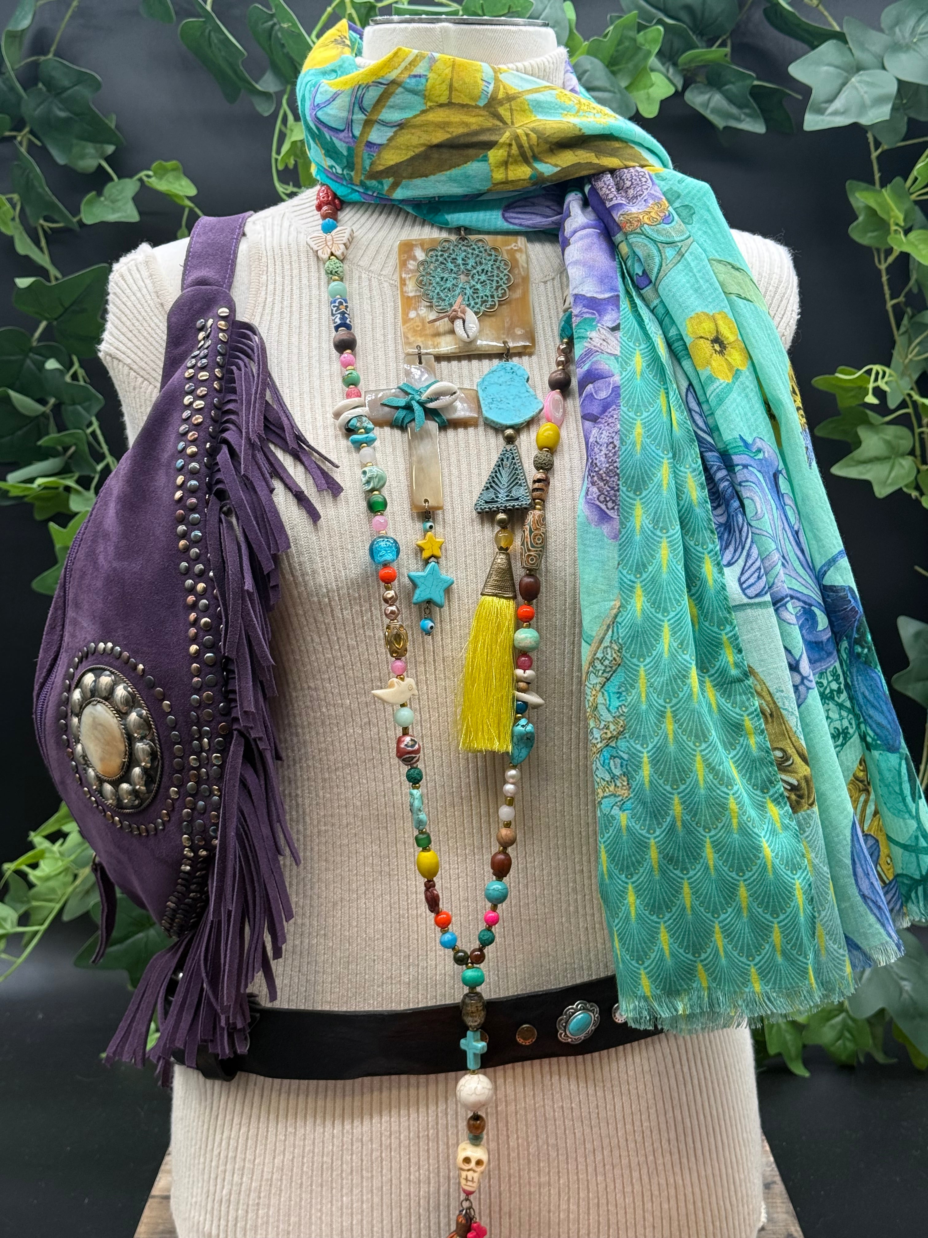 Grand Foulard Coton Guimard Turquoise Brokante