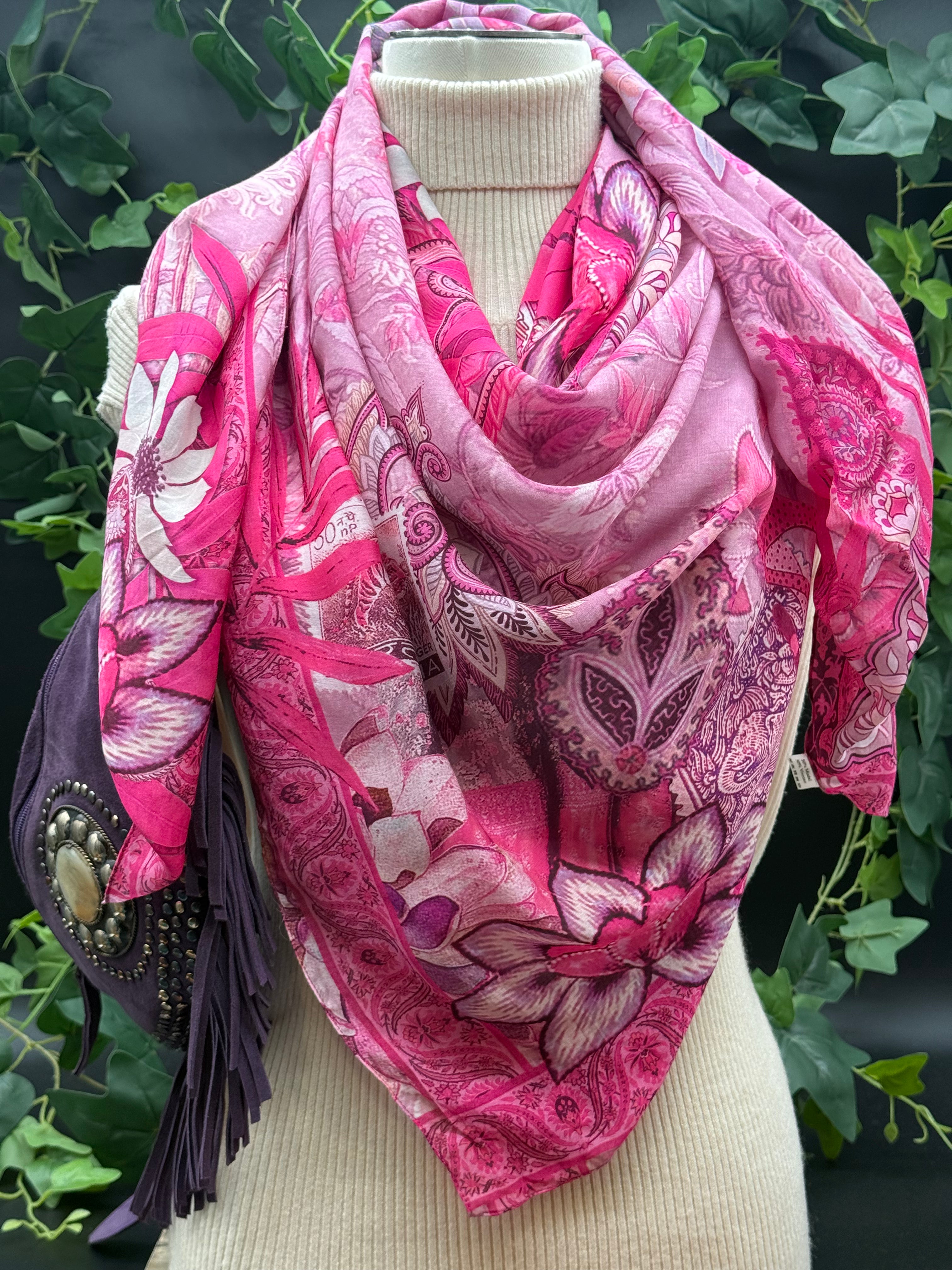 Grand Carré Modal Taj Mahal Framboise Brokante