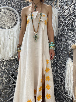 Robe Pampa Coconut/Curcuma Daisies Embroideries Sundress