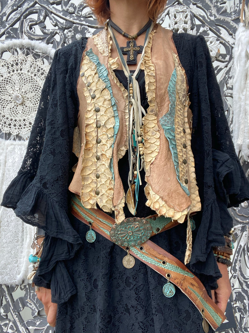 Gilet cuir Bouake Iguan Atypikskin