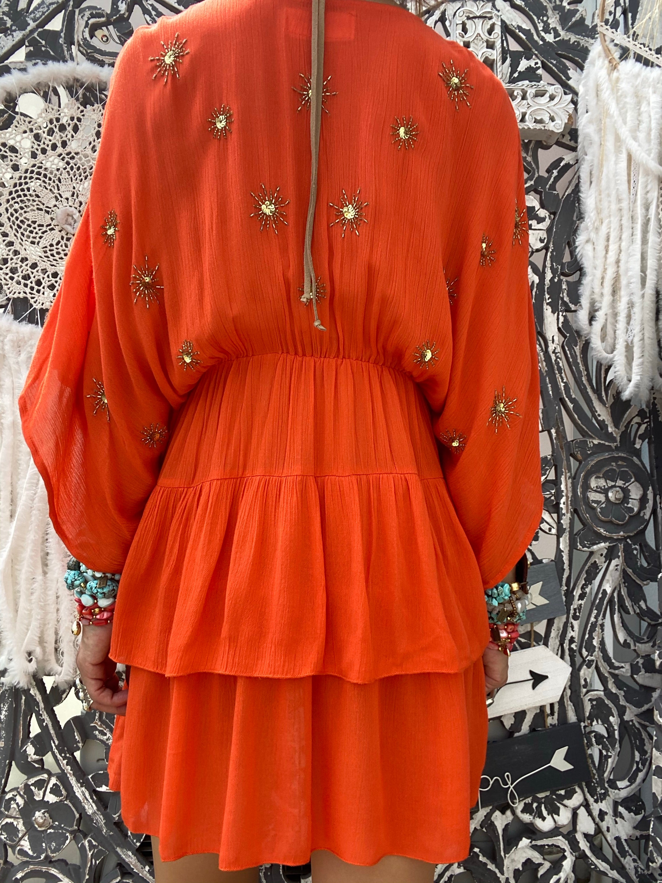 Short dress Vera Tangerine/ Sun Embroideries Sundress