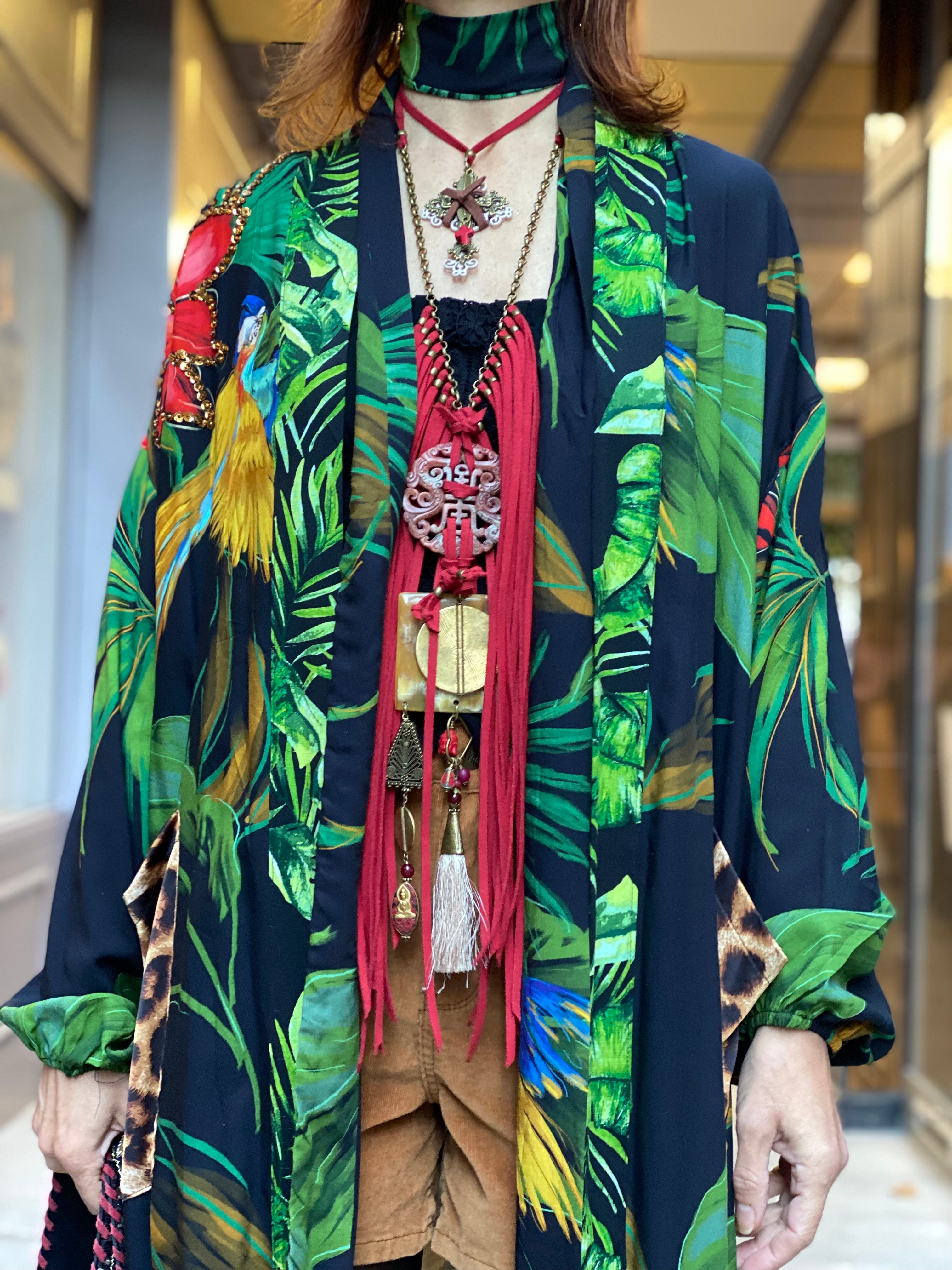Pirate Flower Sequins Long Kimono