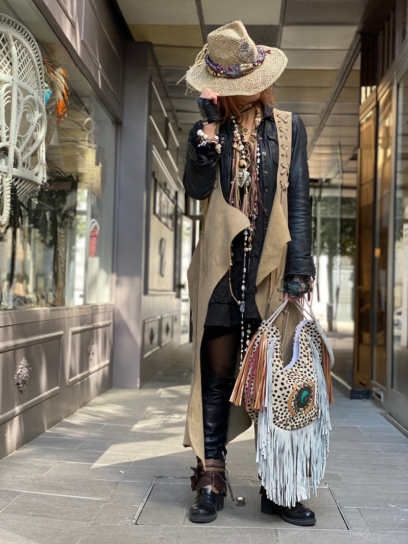 Gilet long cuir Tessa Iguan Atypikskin