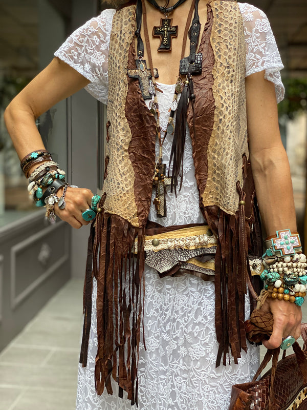 Gilet cuir Wanda Iguan Atypikskin