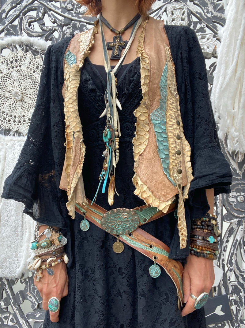 Gilet cuir Bouake Iguan Atypikskin