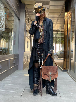 Gilet long cuir Jenny Iguan Atypikskin