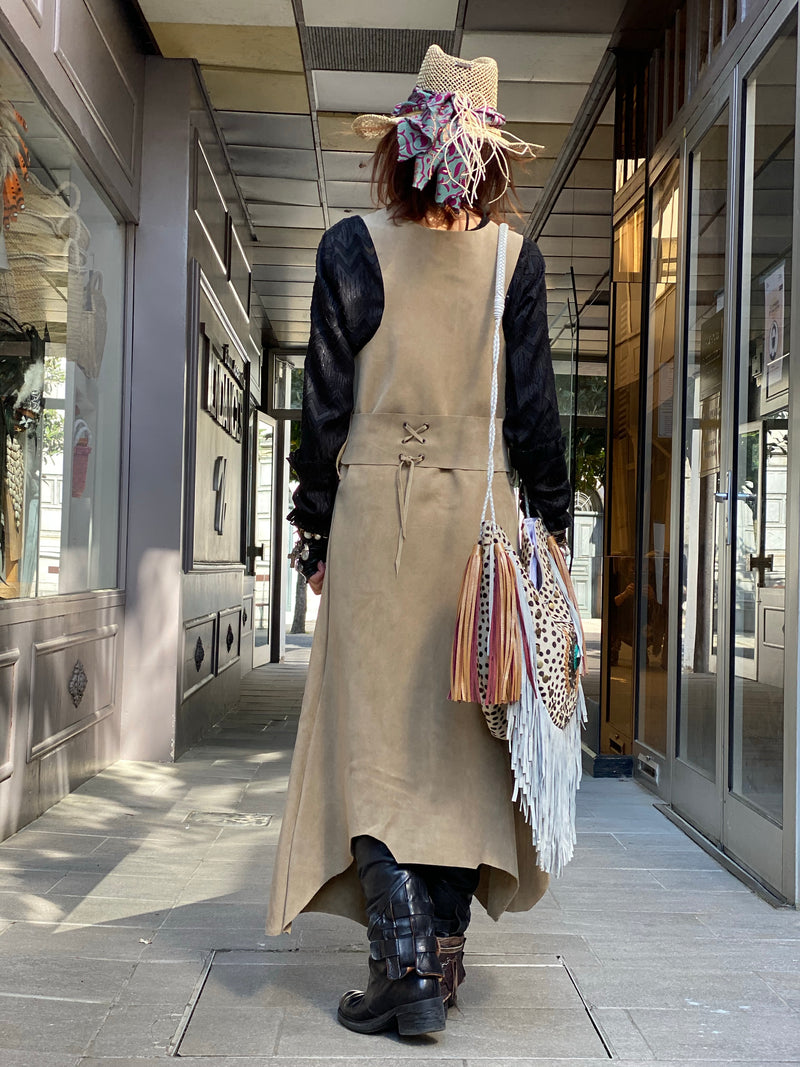 Gilet long cuir Tessa Iguan Atypikskin