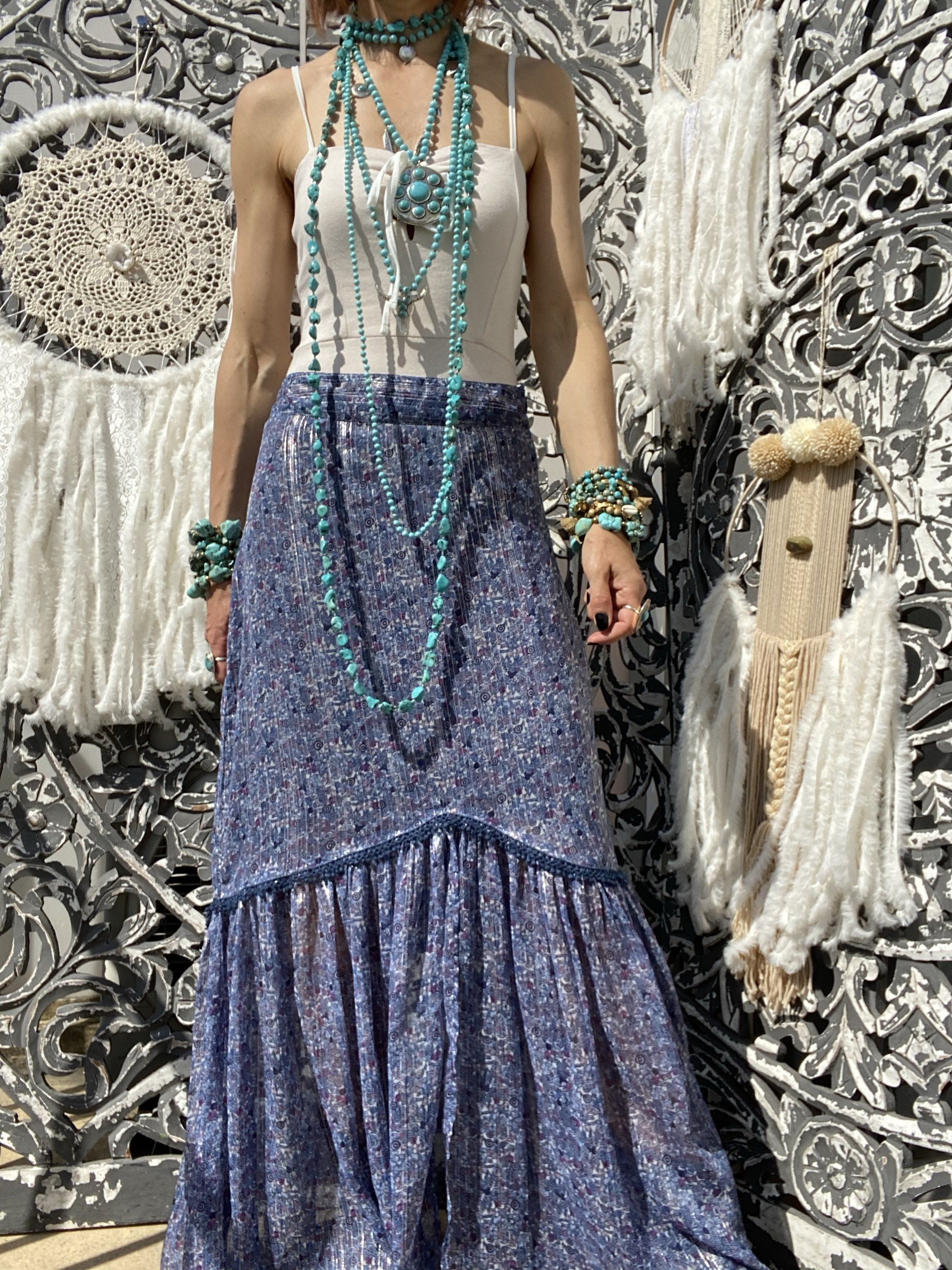 Mira Blue Wild long skirt by Amenapih