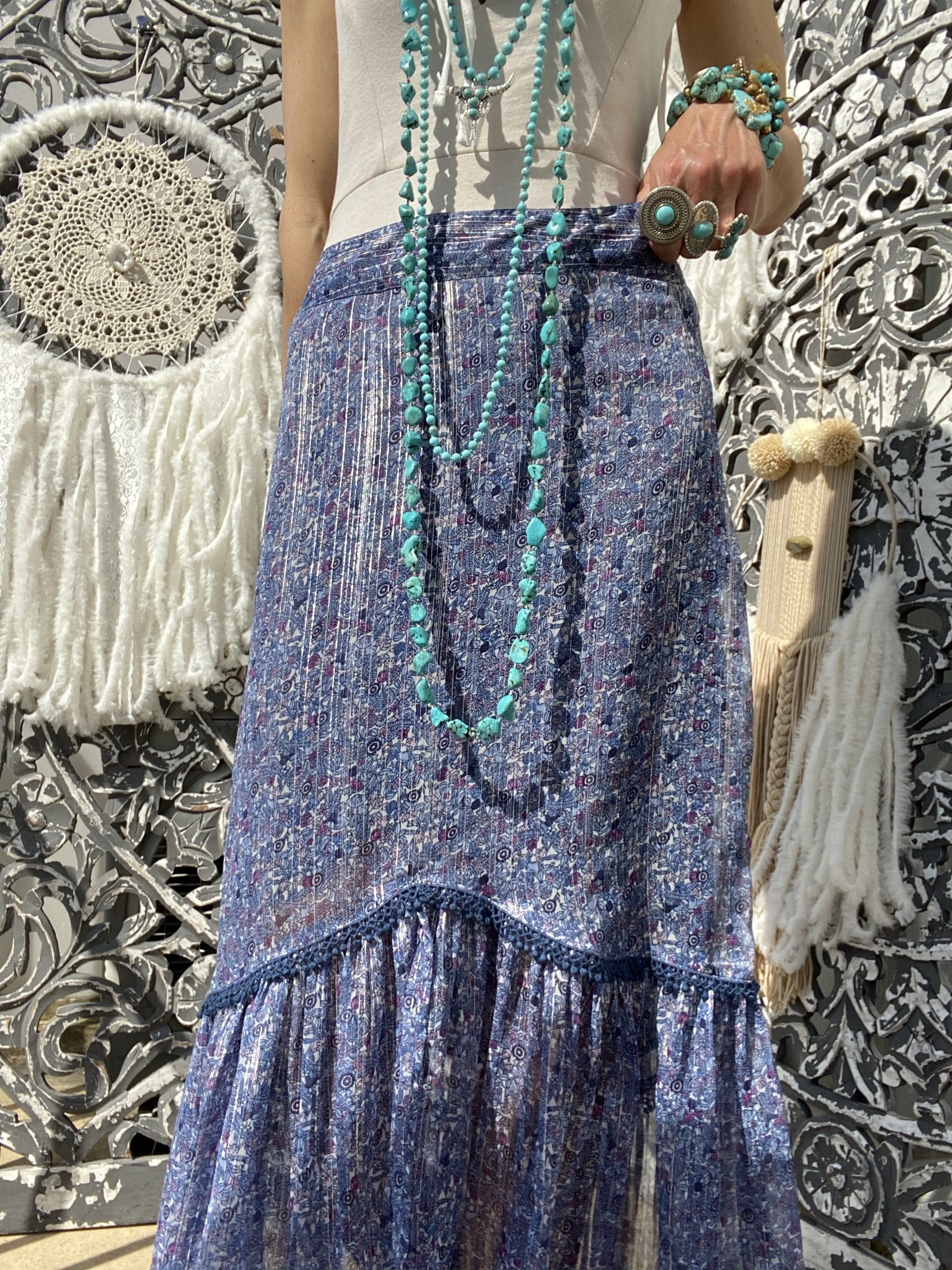 Mira Blue Wild long skirt by Amenapih